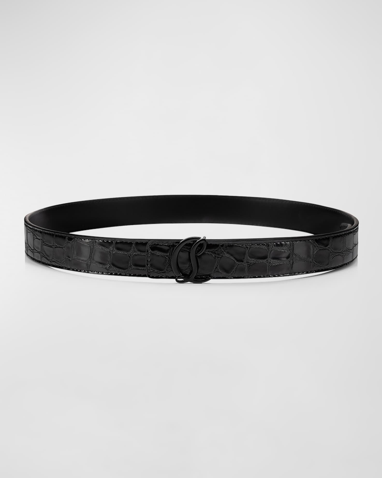 Christian Louboutin CL Logo Belt 25MM in Alligator Embossed Christian Louboutin CL Logo Belt 25MM in Alligator Embossed