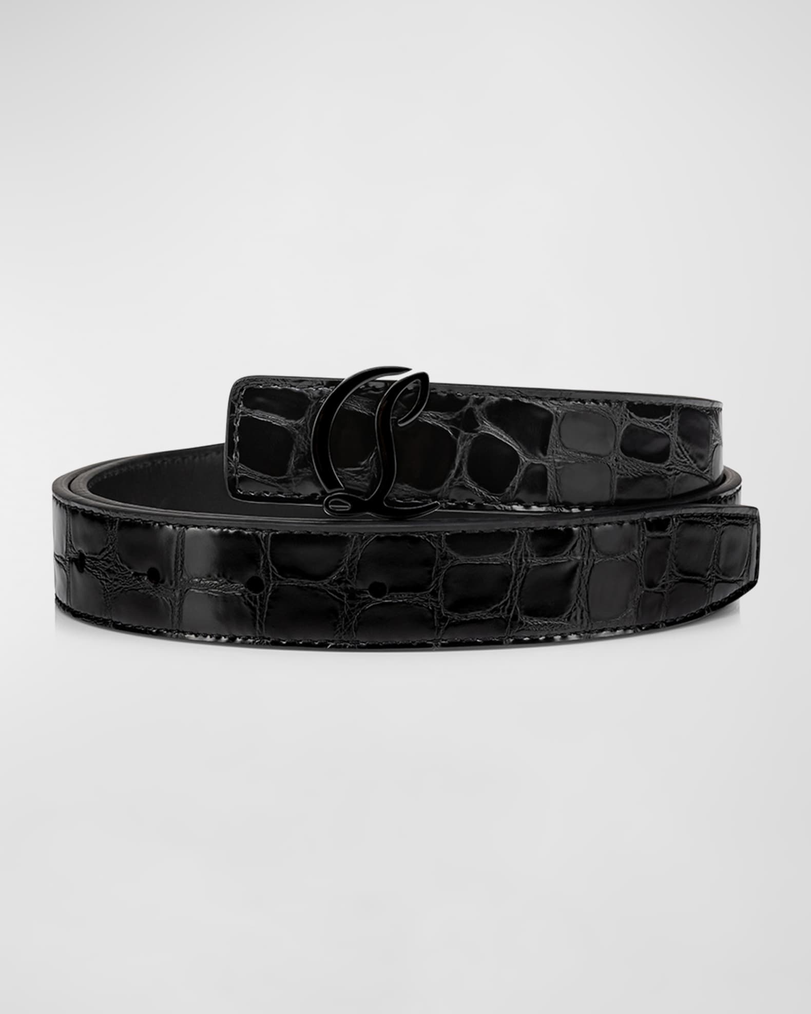 Christian Louboutin CL Logo Belt 25MM in Alligator Embossed