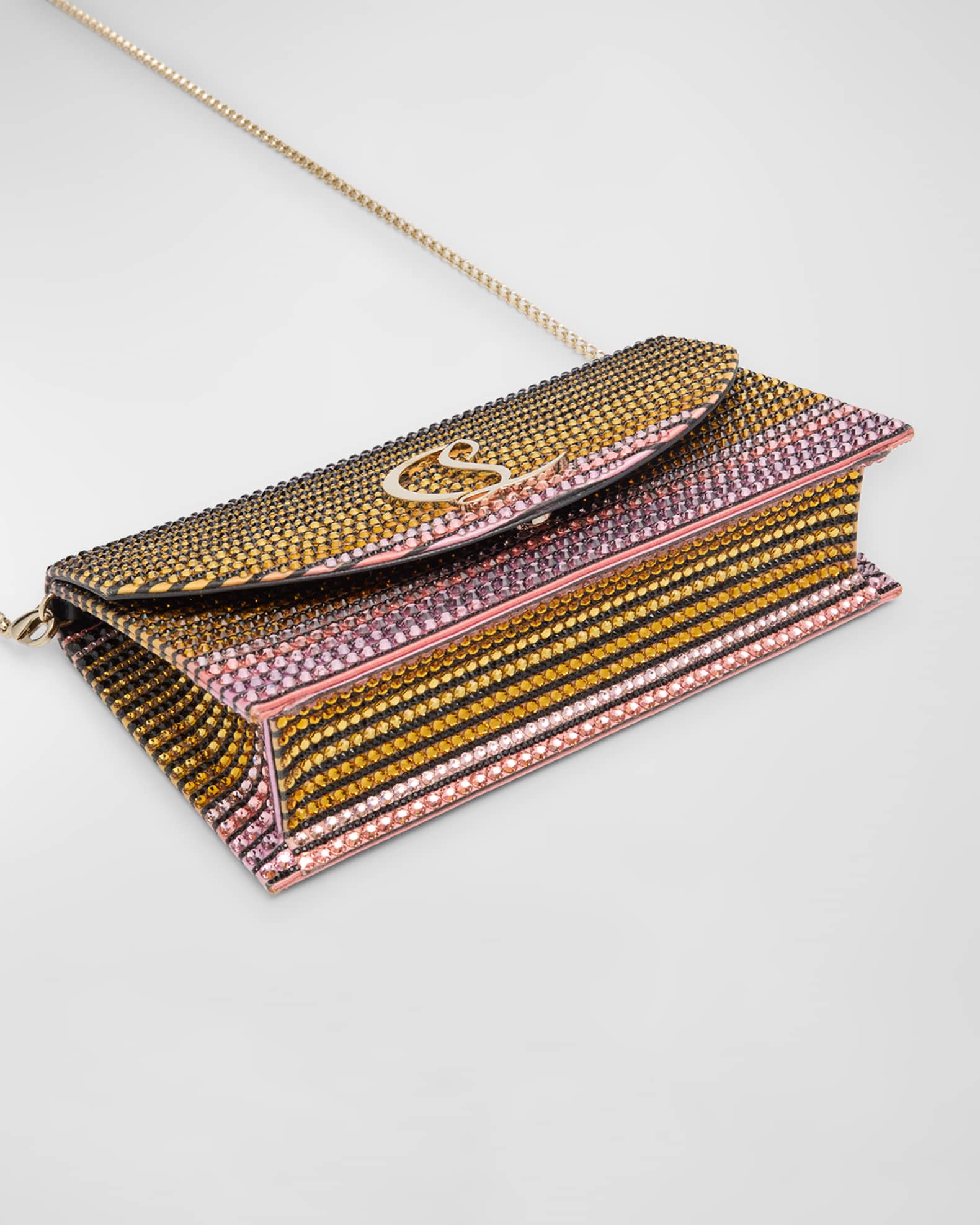 Loubi54 Wallet on Chain in Strass Crepe Satin 1