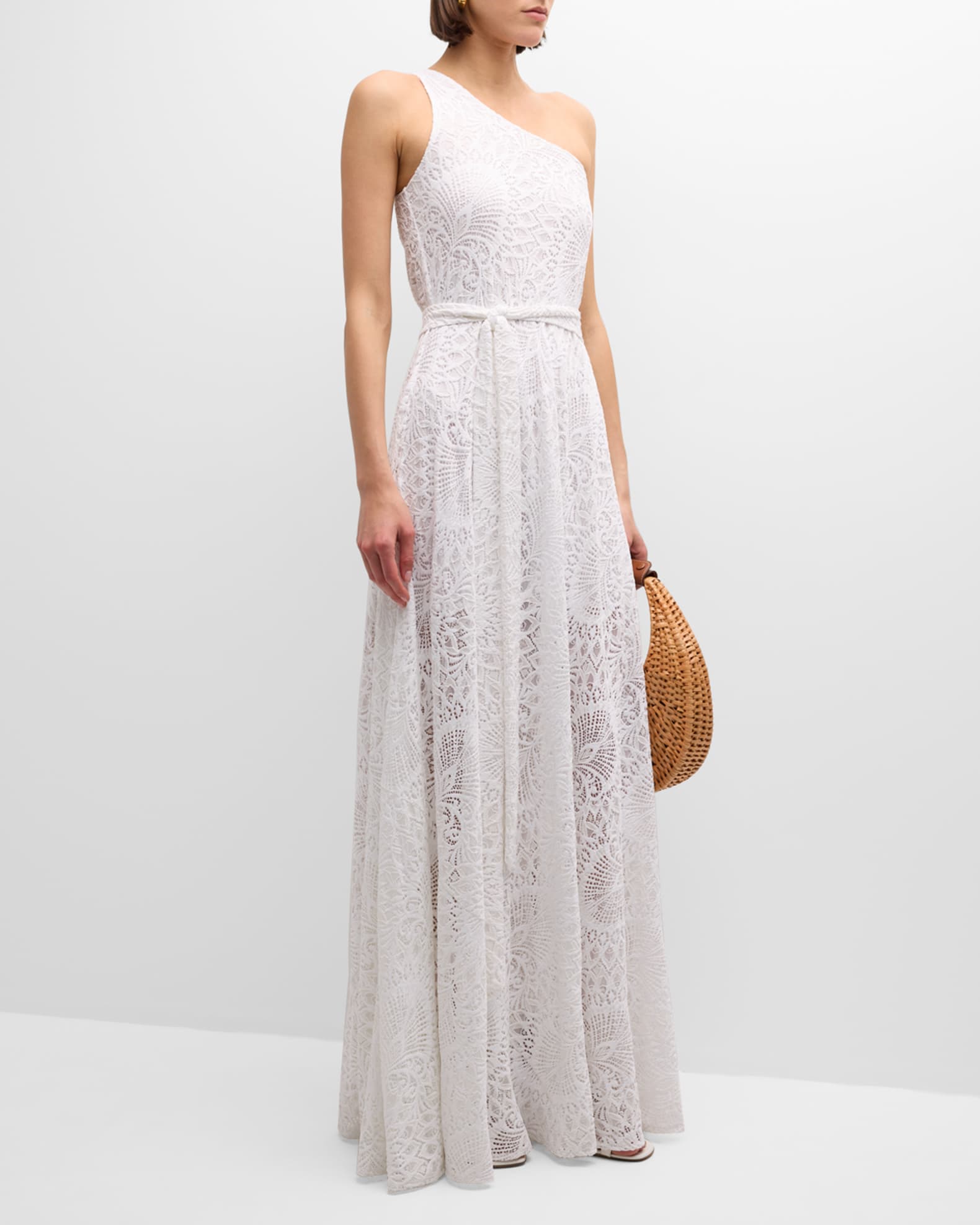Odetta Lace One Shoulder Maxi Dress