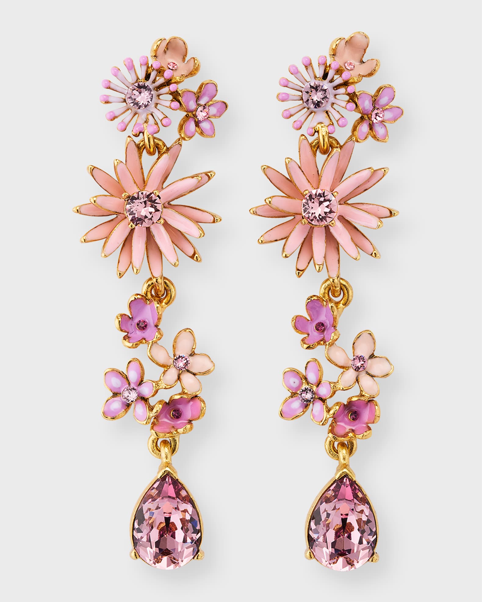 Oscar de la Renta Floral Bloom Enamel Earrings