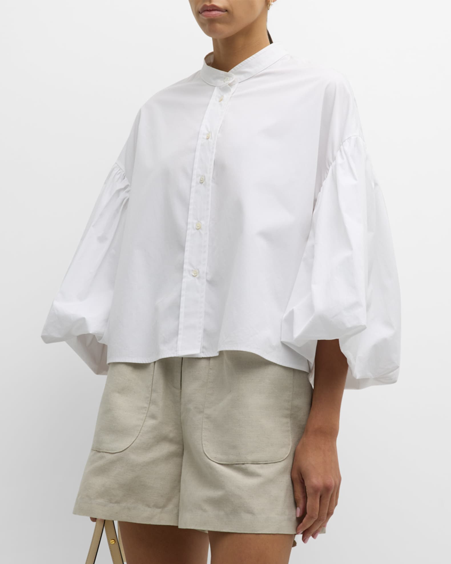 Co Balloon-Sleeve Cotton Top | Neiman Marcus