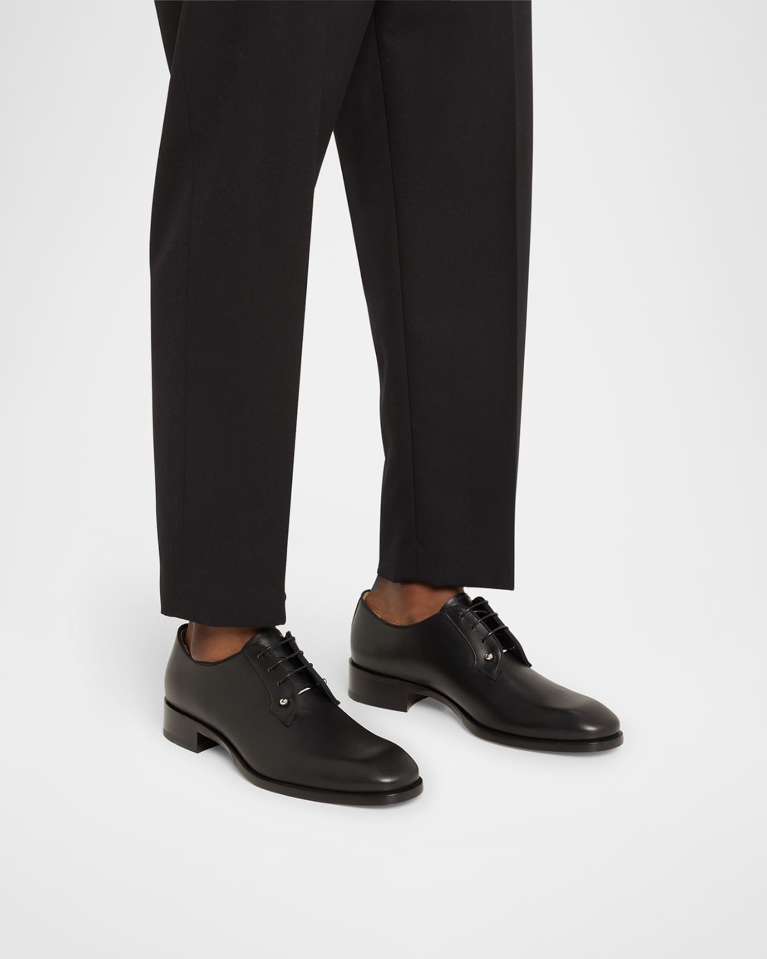 Men's Chambeliss Collar-Pin Leather Derby Shoes 1