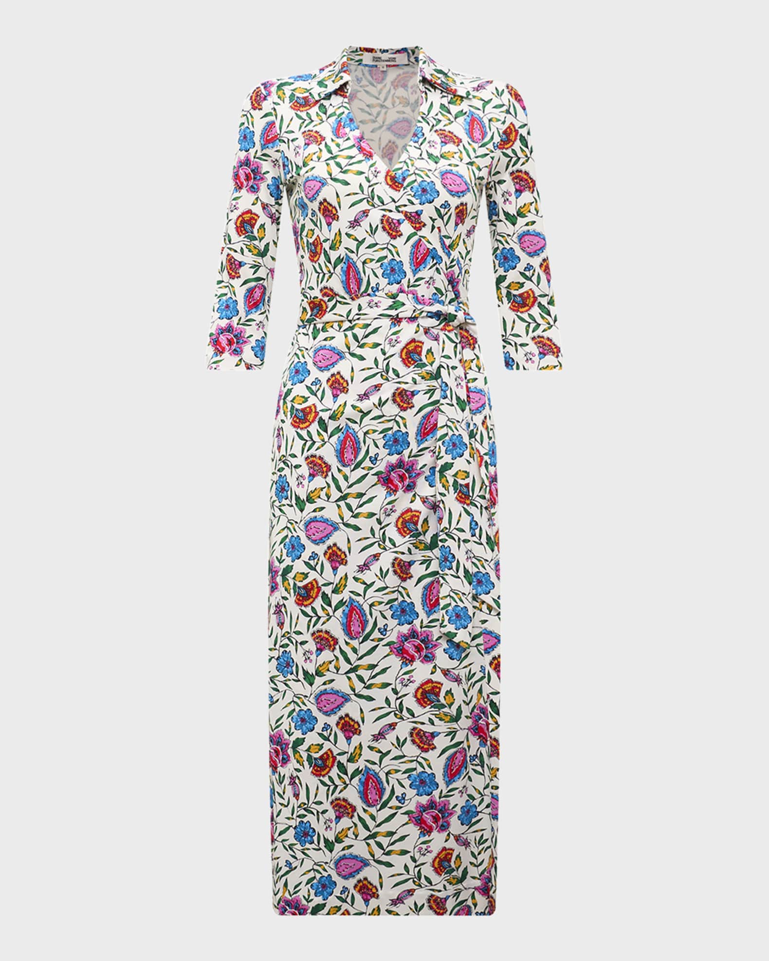 Diane von Furstenberg Abigail Floral Print Midi Wrap Dress