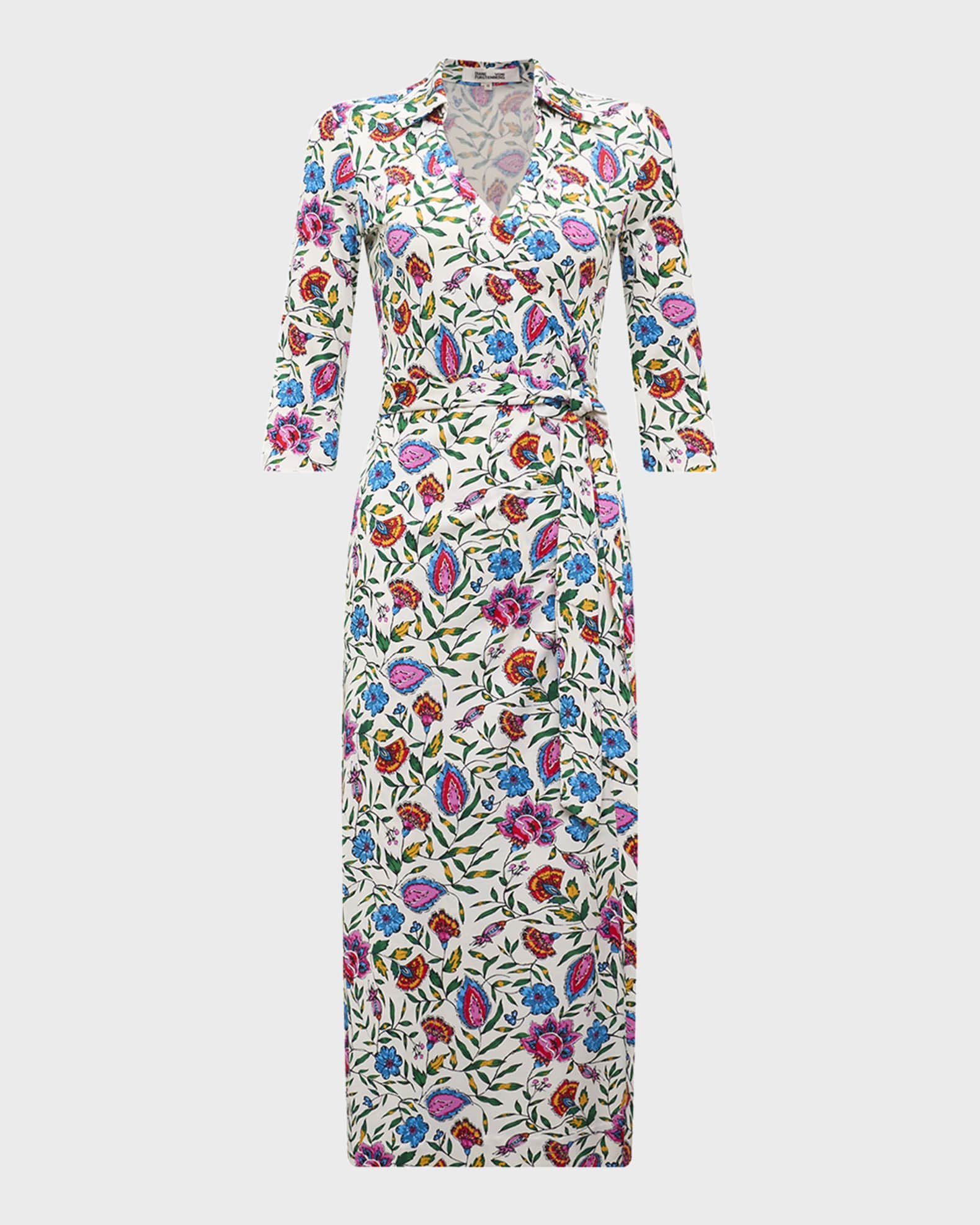 Diane von Furstenberg Abigail Floral-Print Midi Wrap Dress