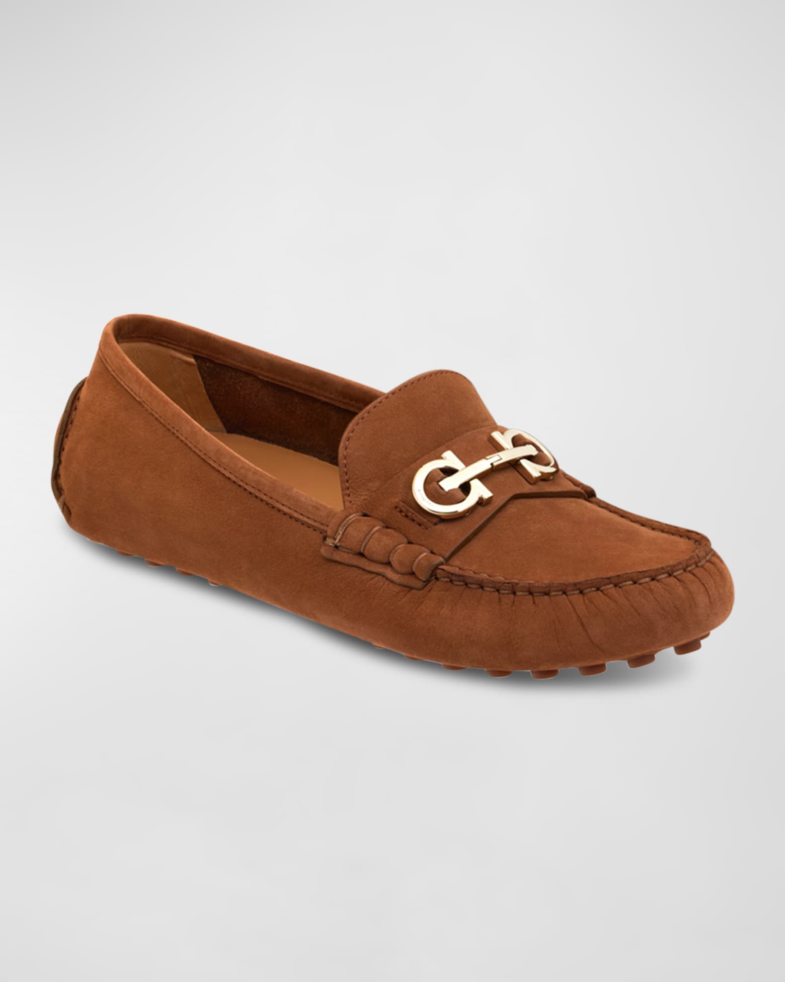 Ferragamo Odilia Suede Gancini Bit Driver Loafers Neiman Marcus
