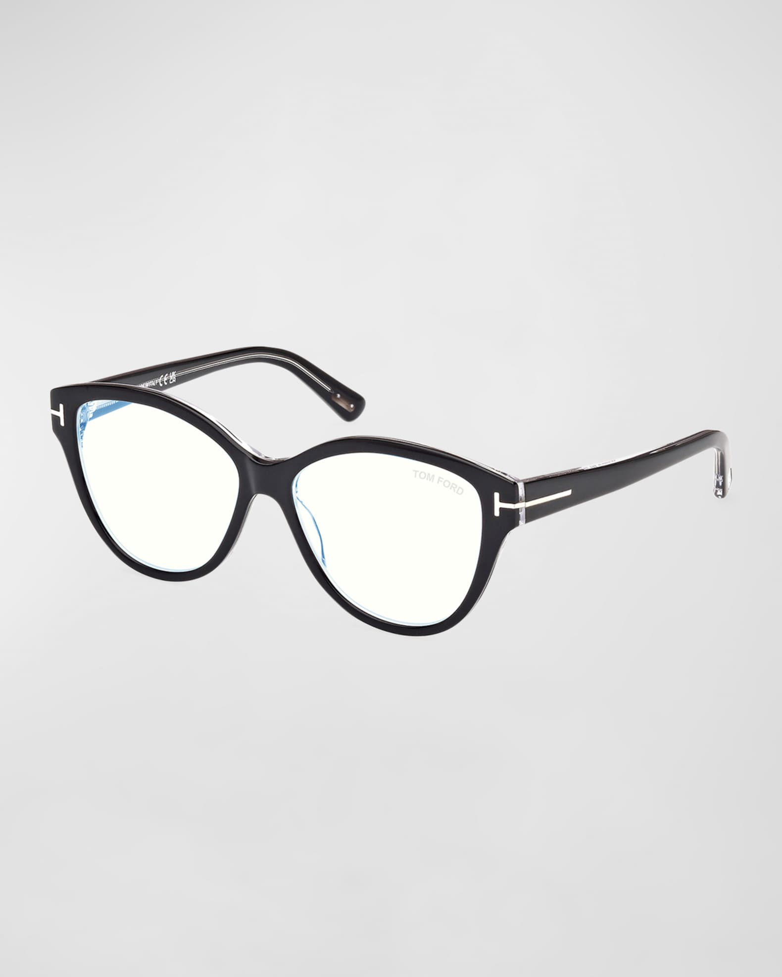 TOM FORD Blue Blocking Rounded Acetate Cat-Eye Glasses