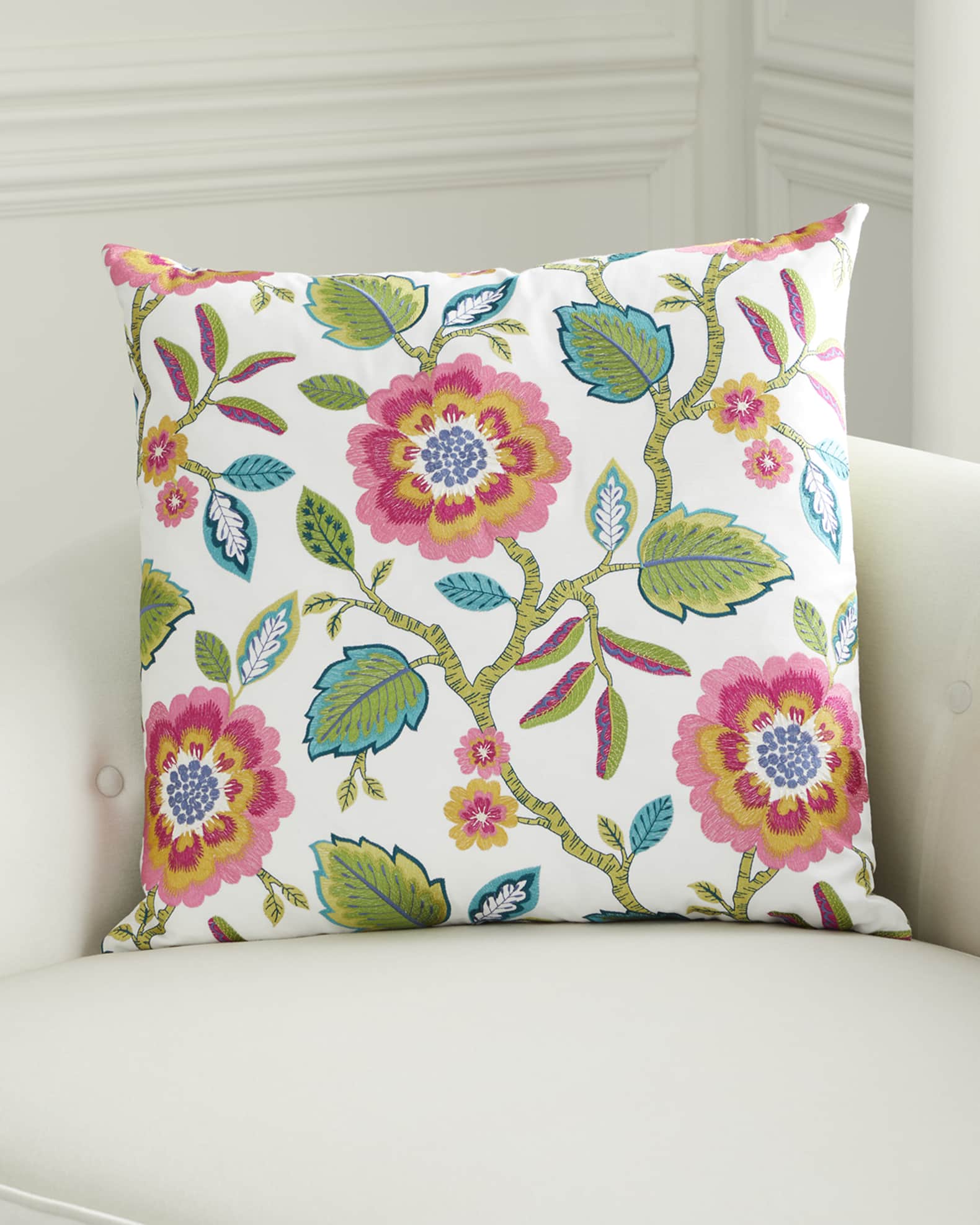 Coussin Décoratif Pottery Barn 61x61cm (24x24 Pouces), Coton Multicolore Brodé (occasion)