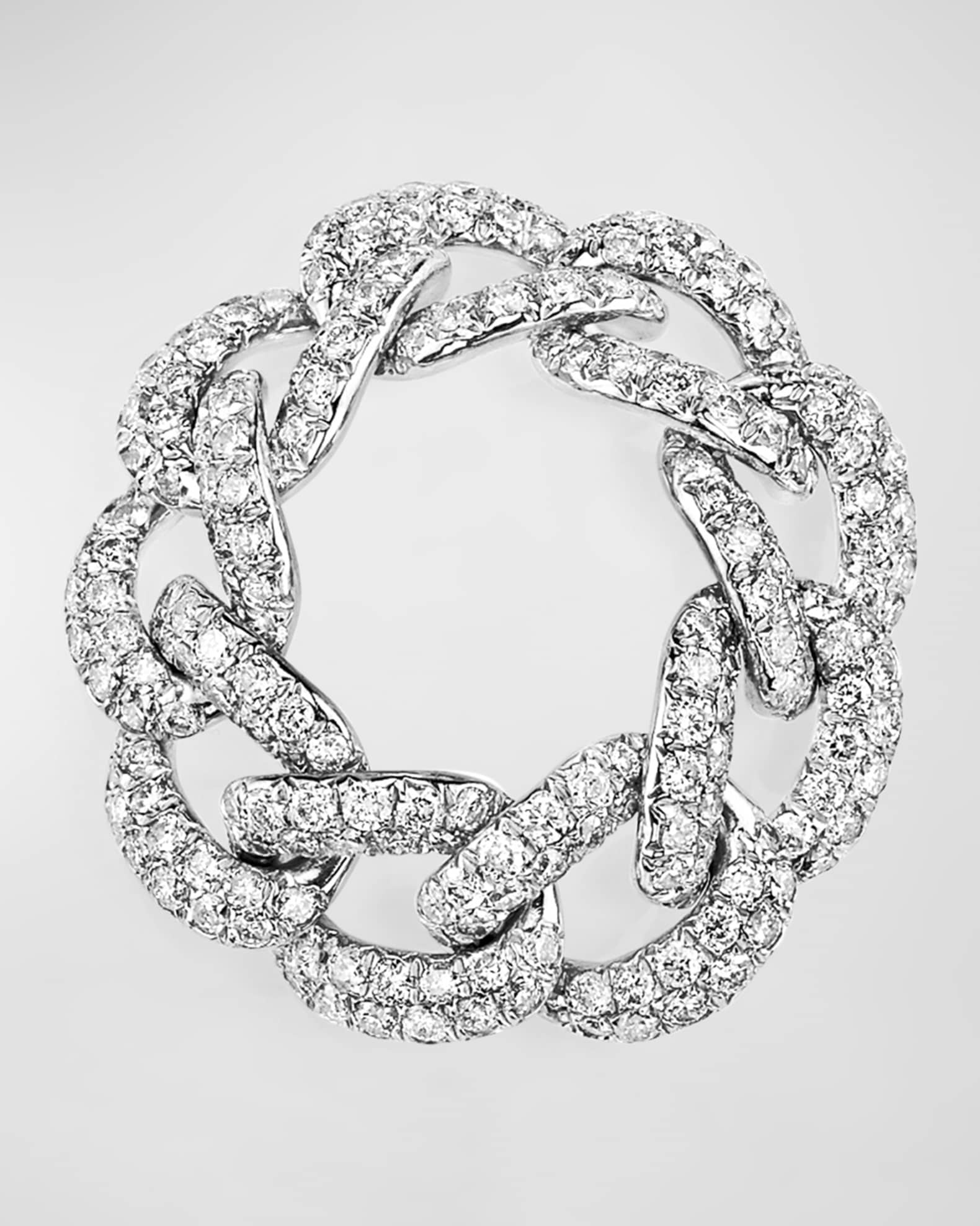 18K White Gold Essential Pave Diamond Link Ring, 10mm 0