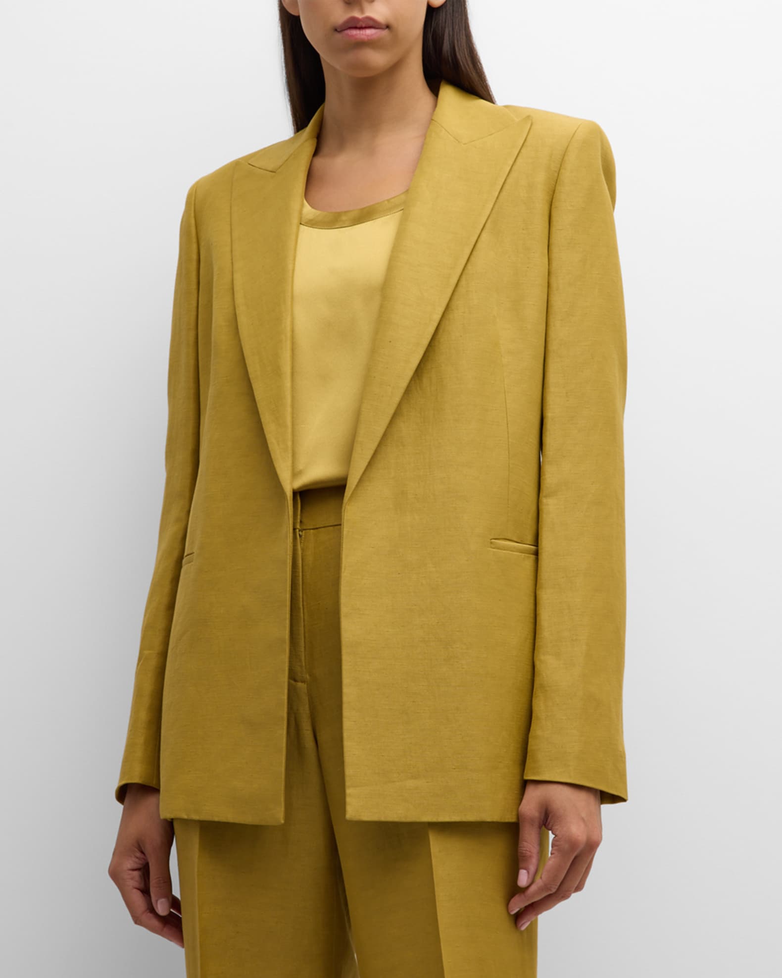 Lafayette 148 New York Peak Lapel Button Blazer White