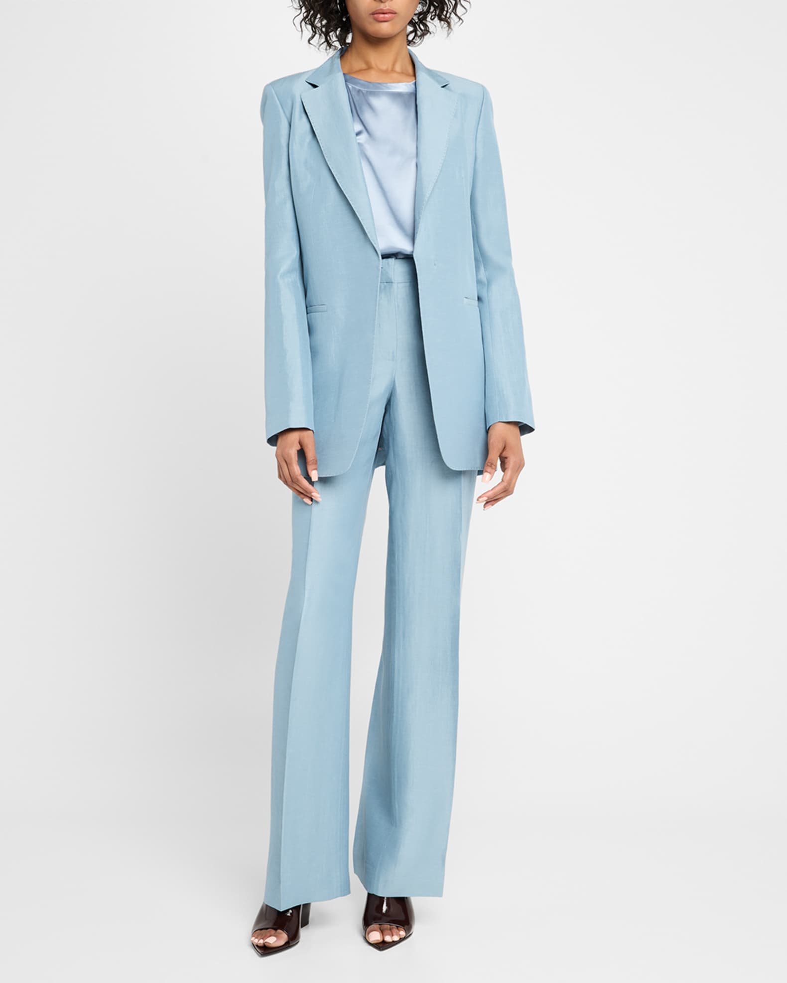 Gates High-Rise Straight-Leg Linen-Blend Pants 1