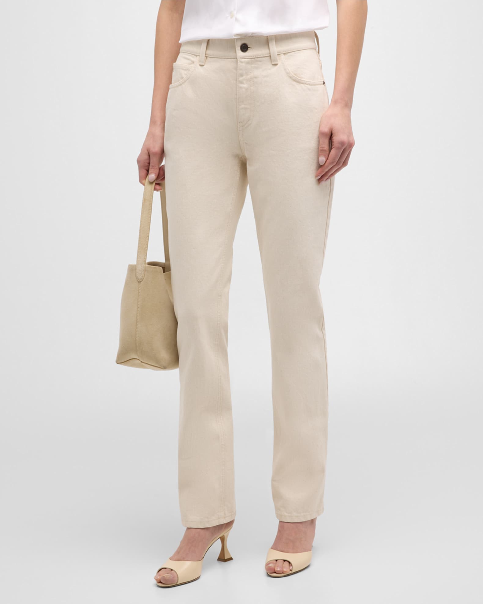 Lafayette 148 New York Cropped Straight-Leg Denim Jeans | Neiman Marcus