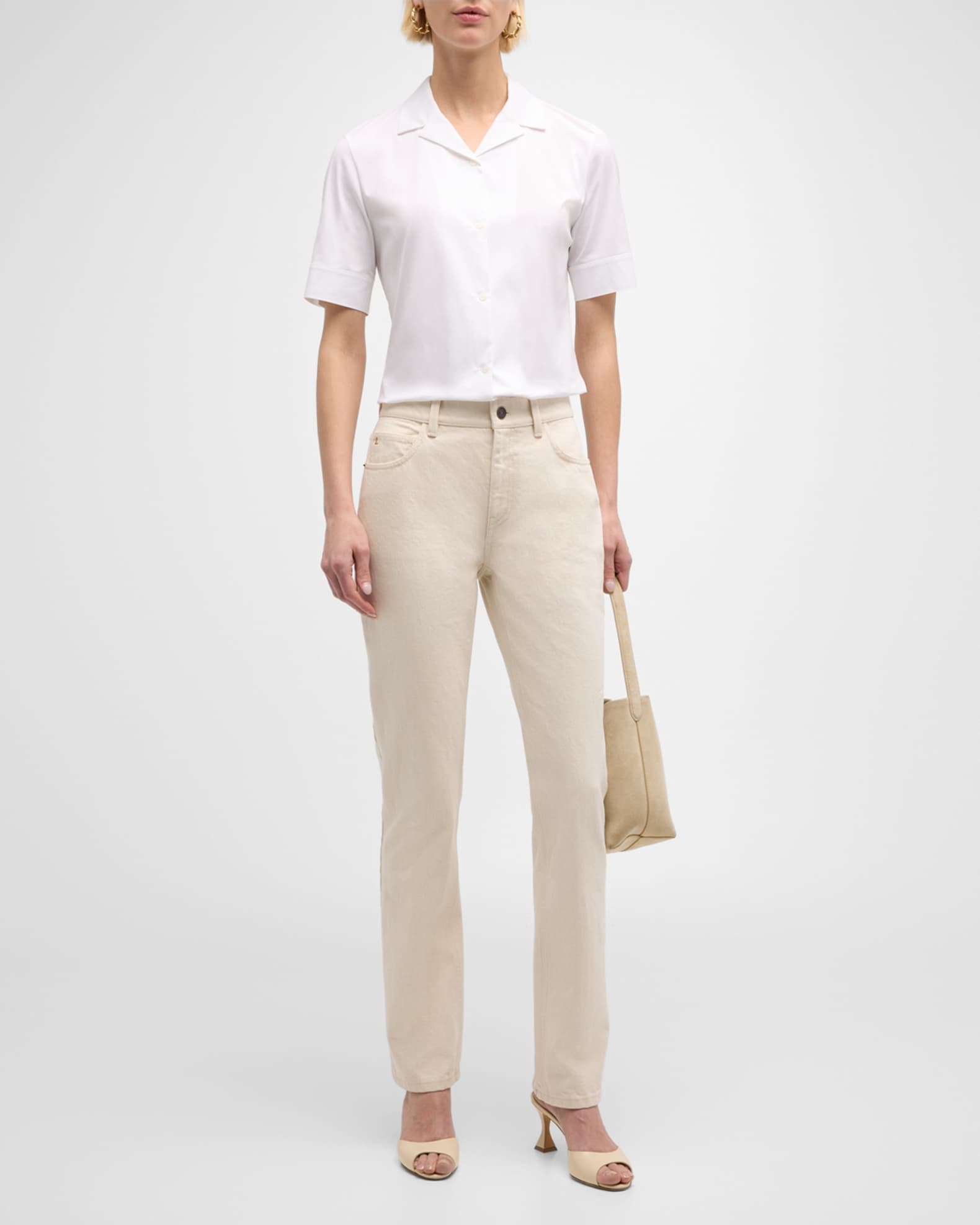 Lafayette 148 New York Cropped Straight-Leg Denim Jeans | Neiman Marcus