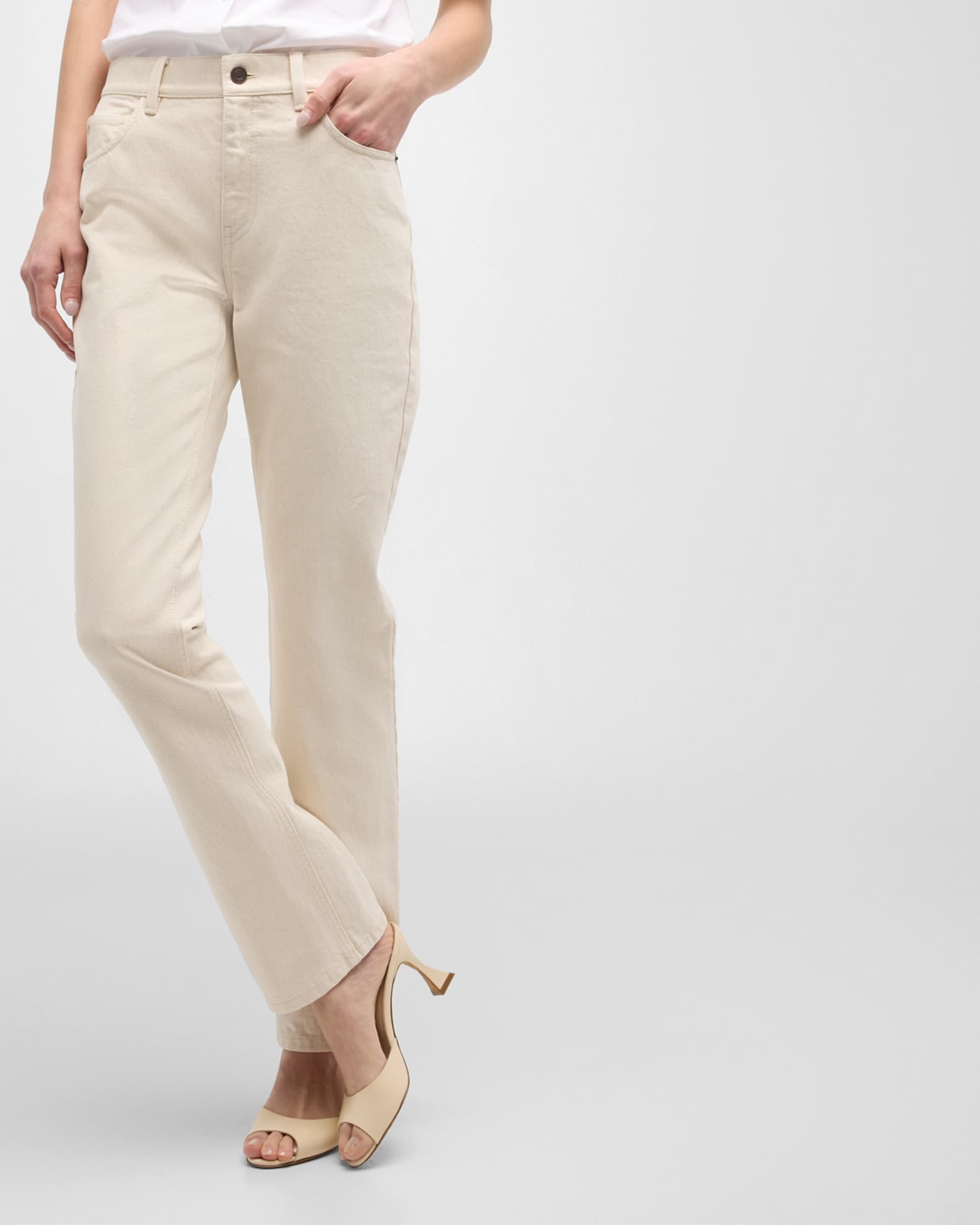 Lafayette 148 New York Cropped Straight-Leg Denim Jeans | Neiman Marcus