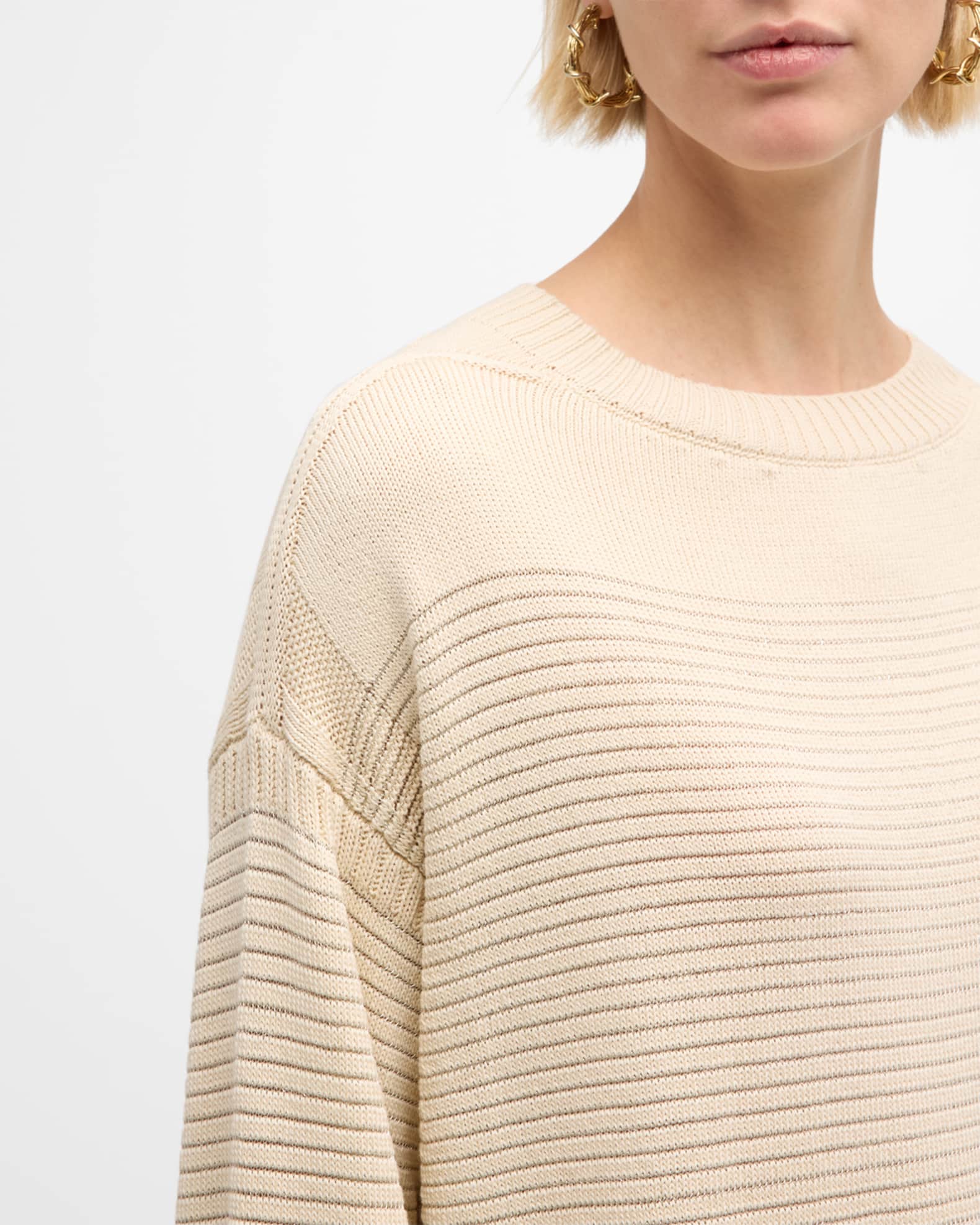 LAFAYETTE 148 Womens Gray Stretch Metallic Knit Printed Long Sleeve Boat Neck Sweater main image 0