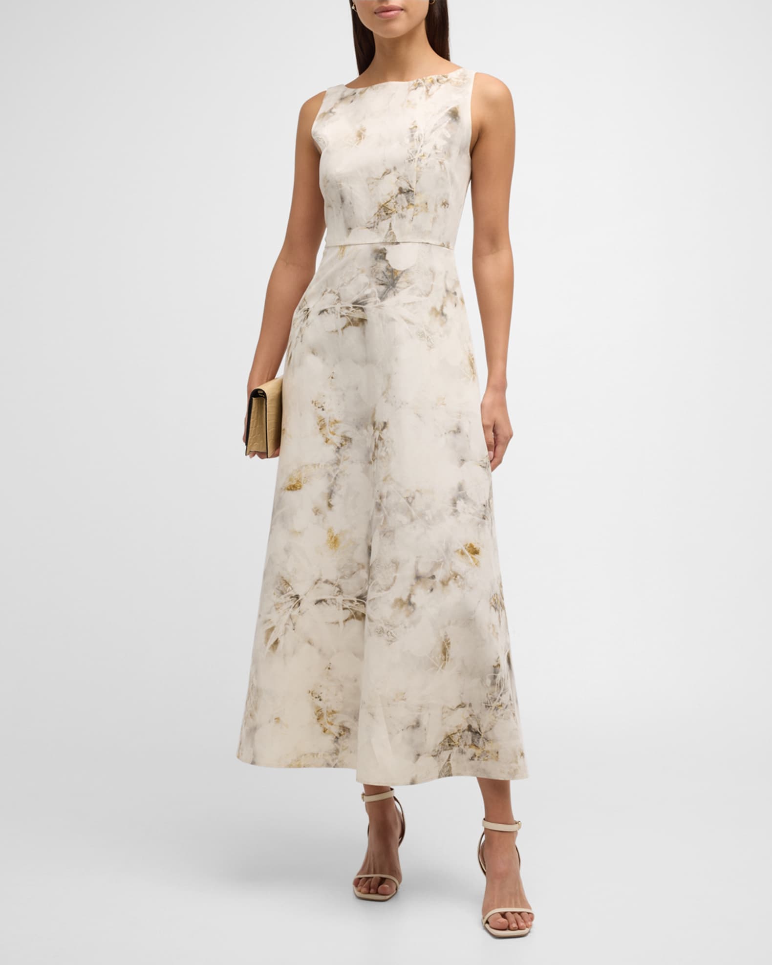 SALE: Capella Leaf Print Silk Dress
