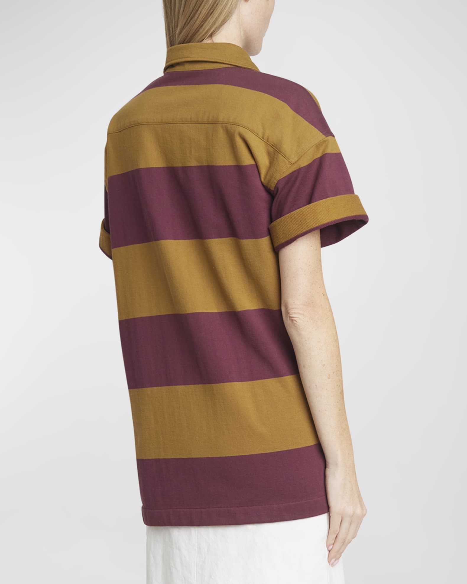 Dries Van Noten Burgundy amp; Yellow Lace-Up Polo