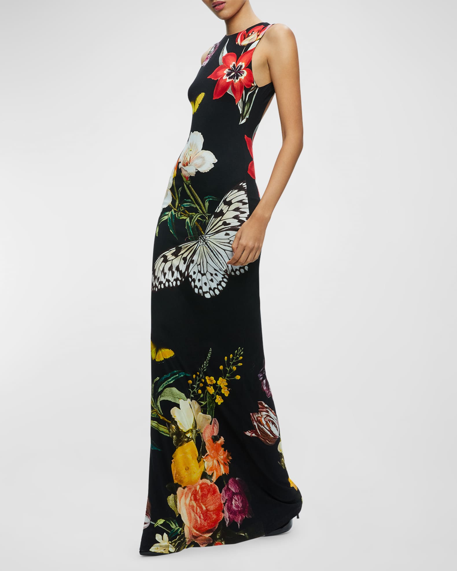 Alice + Olivia Delora Open-Back Sleeveless Maxi Dress | Neiman Marcus