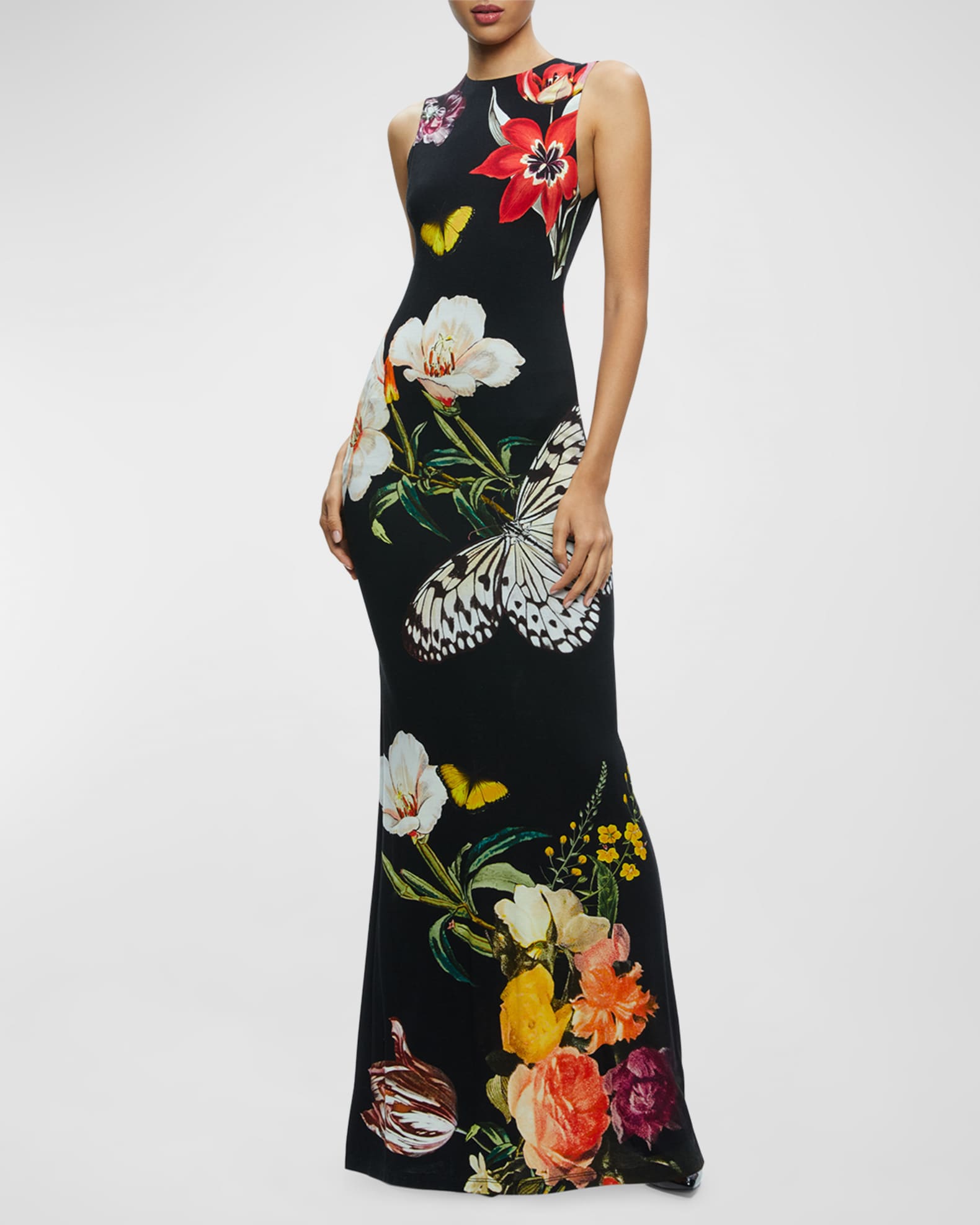 Alice + Olivia Delora Open-Back Sleeveless Maxi Dress | Neiman Marcus