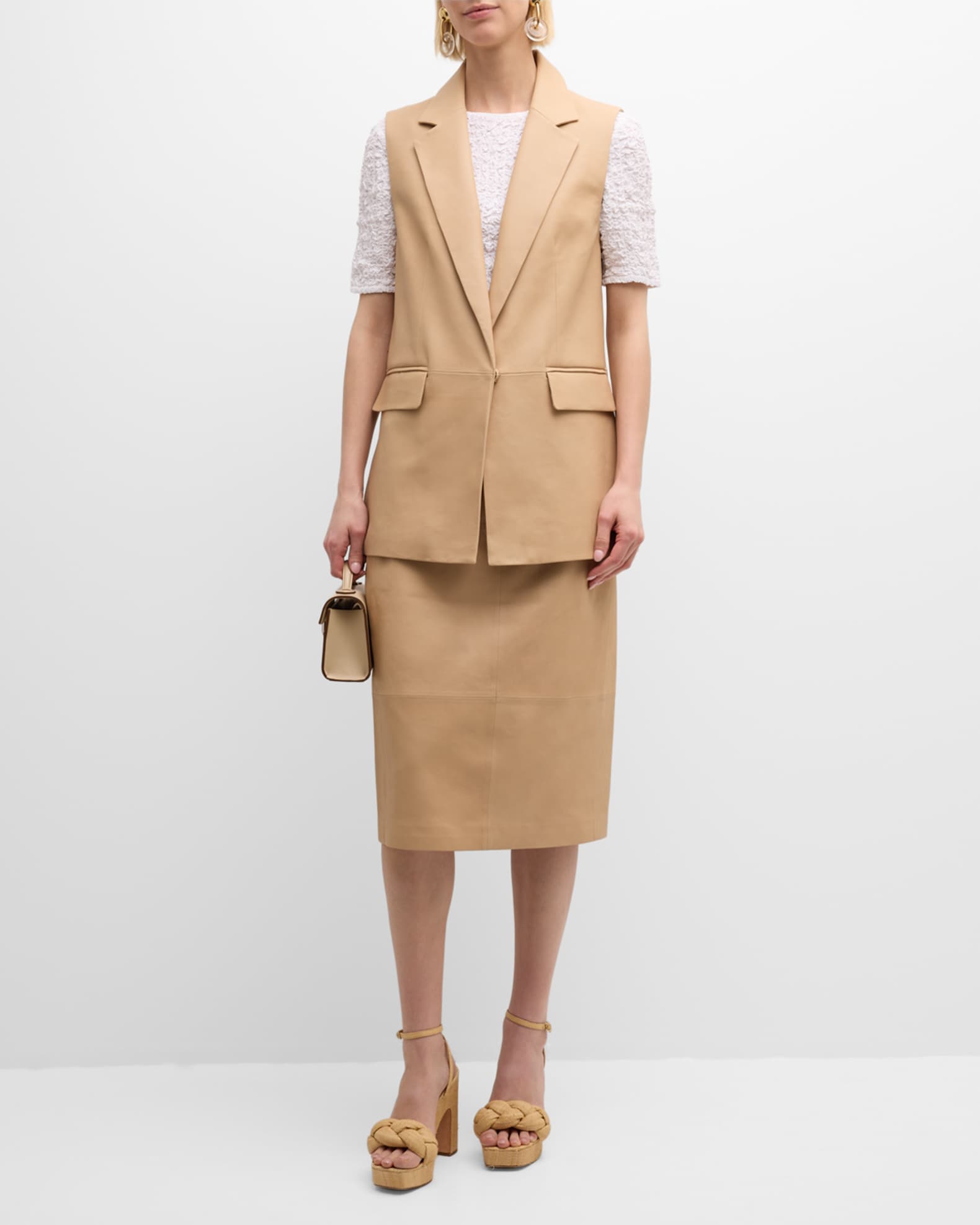 Diana Notched-Collar Leather Vest 1