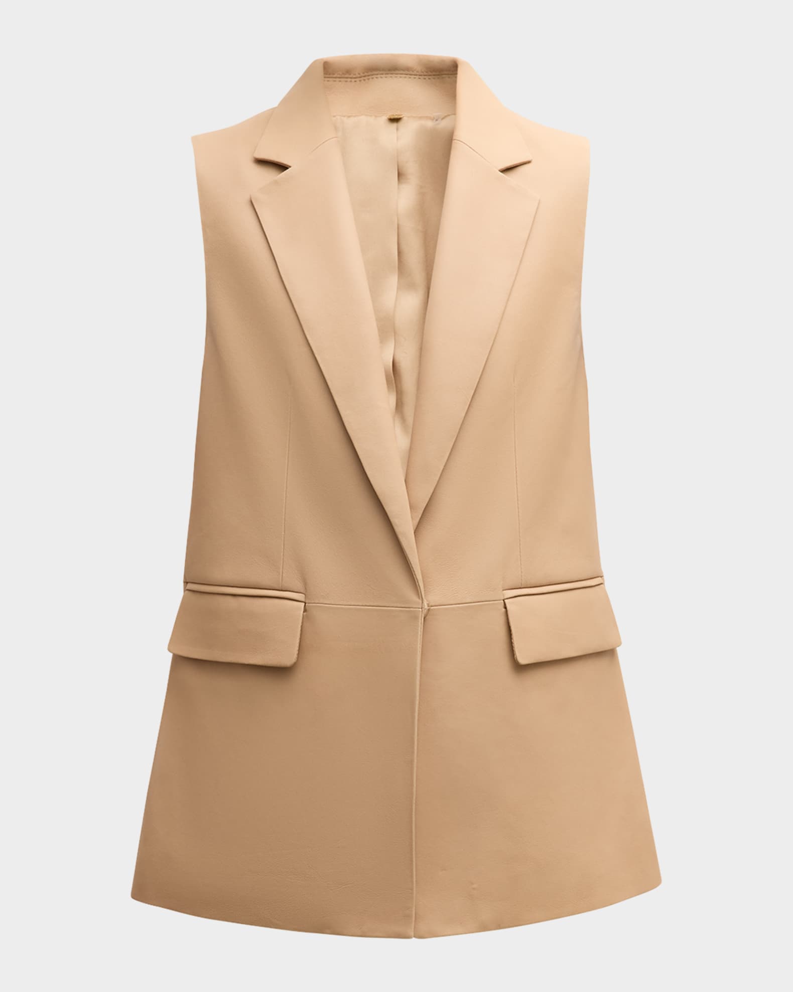 Diana Notched-Collar Leather Vest 0