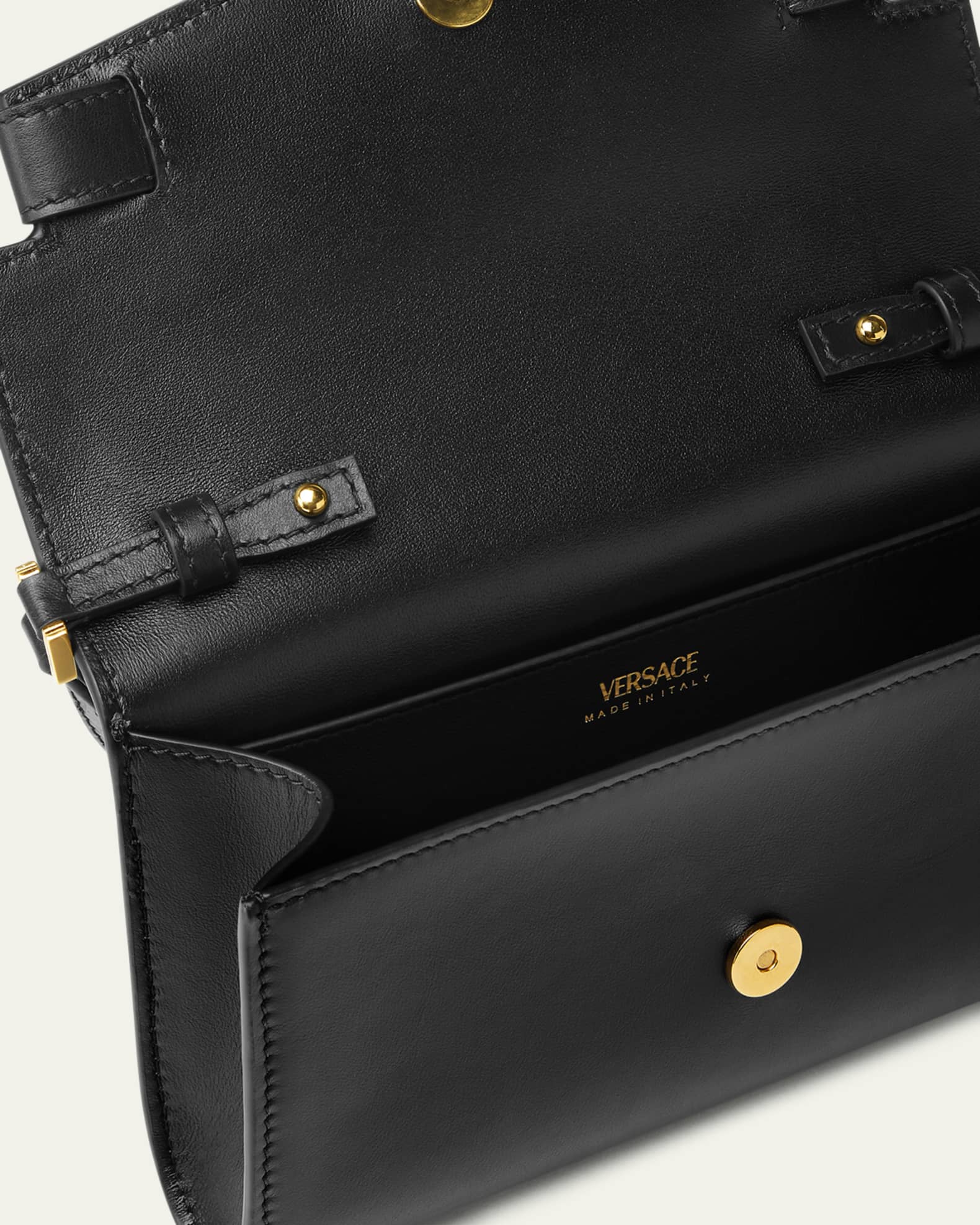 【Versace】Medusa 95  スモール レザー クロスボディバッグ Croc-Effect Medusa '95 Handbag Black,Gold | VERSACE US