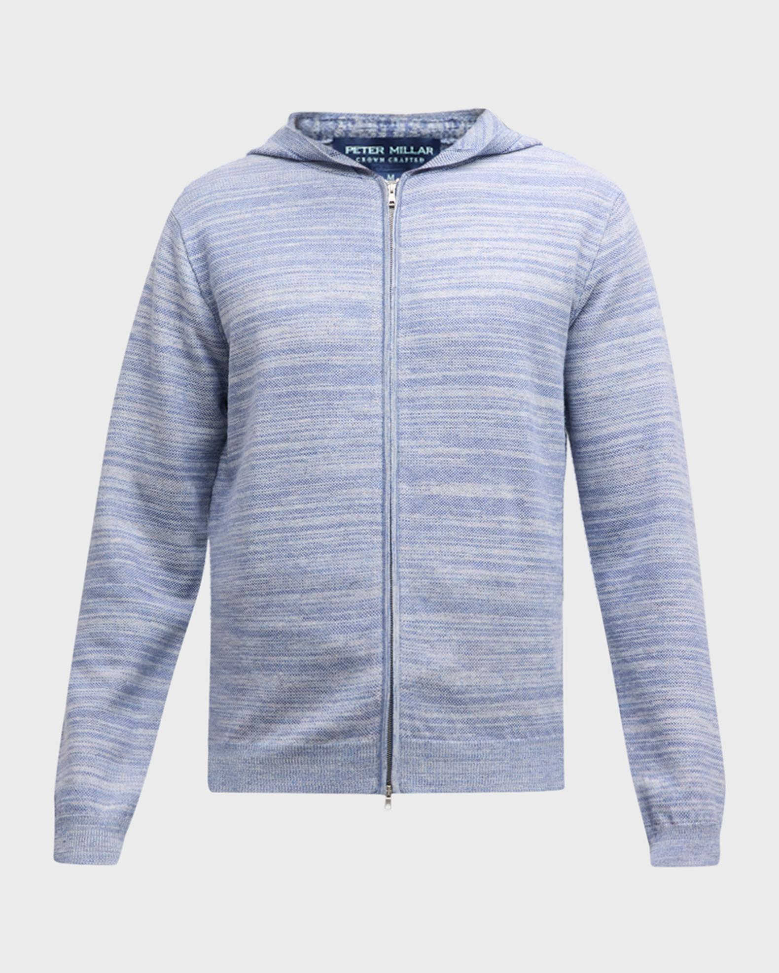 Peter Millar Men's Ravello Melange Hooded Full-Zip Sweater | Neiman Marcus