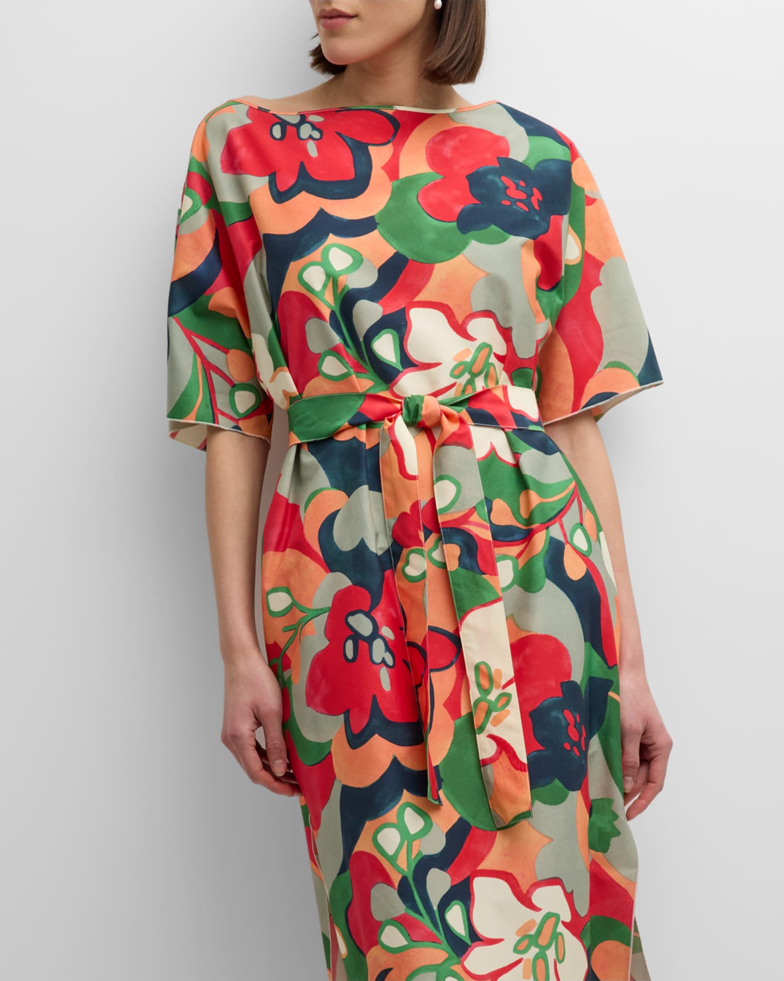 Frances Valentine Marguerite Floral-Print Bateau-Neck Midi Dress ...