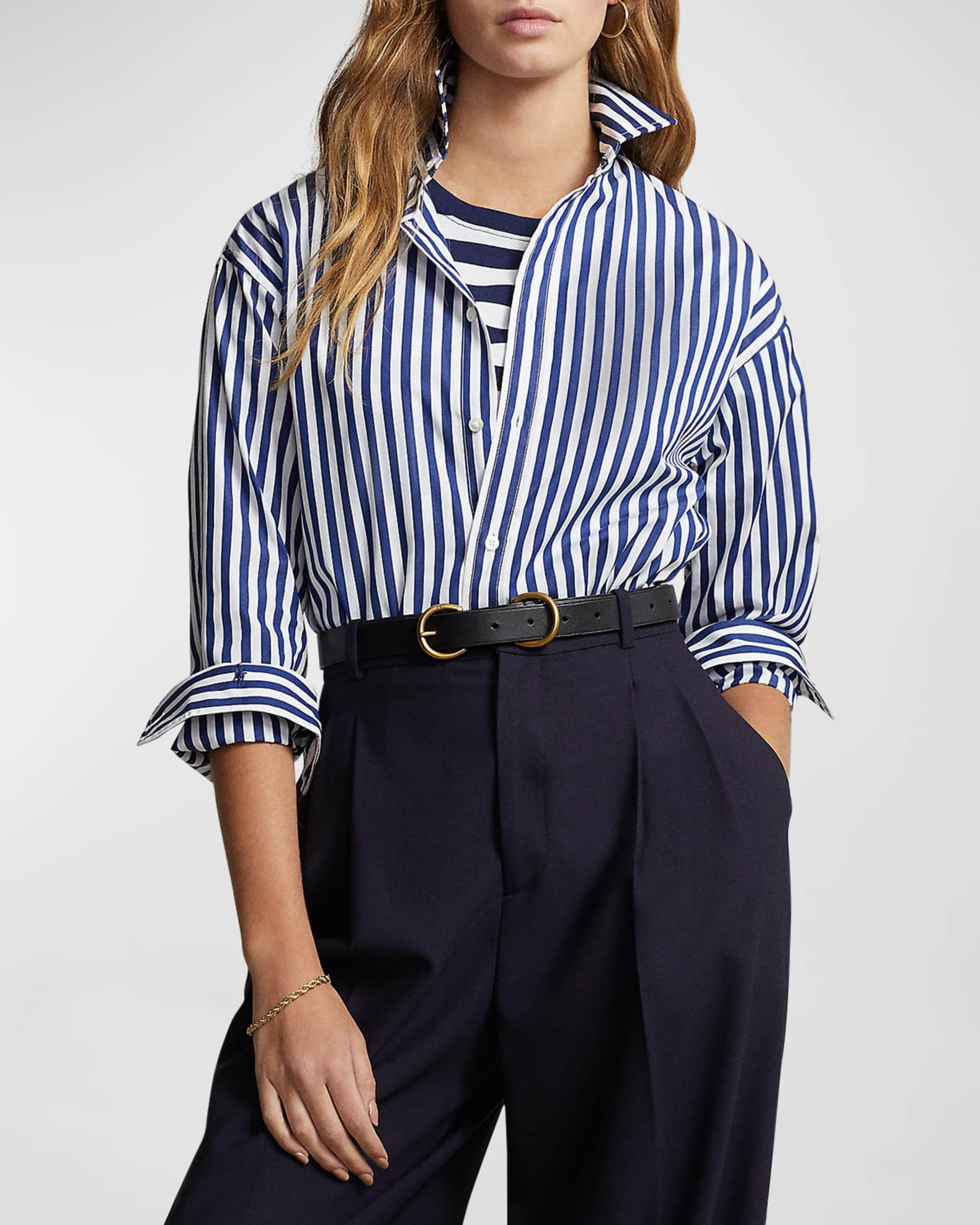 Carolina Herrera stripe-pattern cotton shirt - Blue