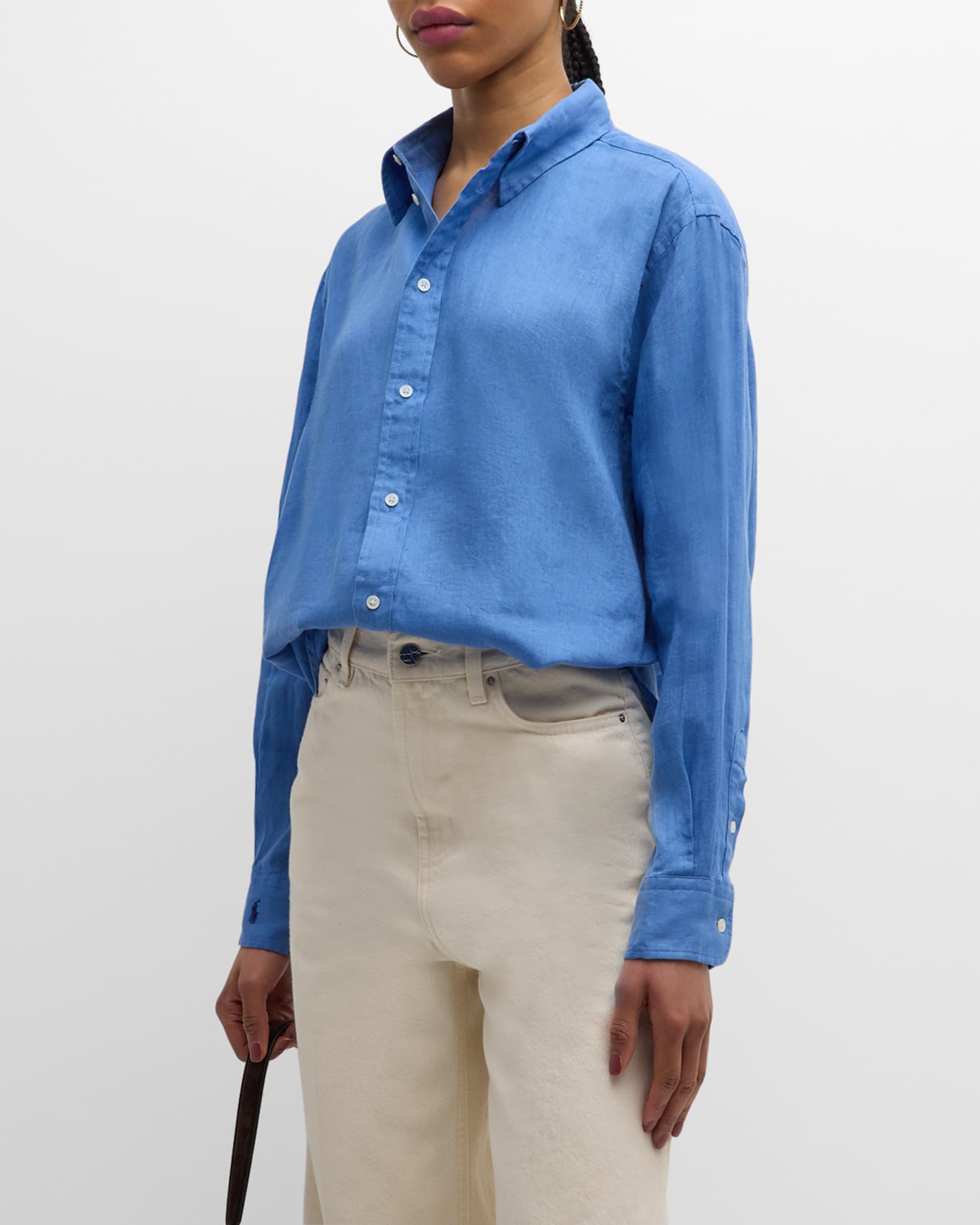 Peserico pinstriped linen shirtdress - Blue