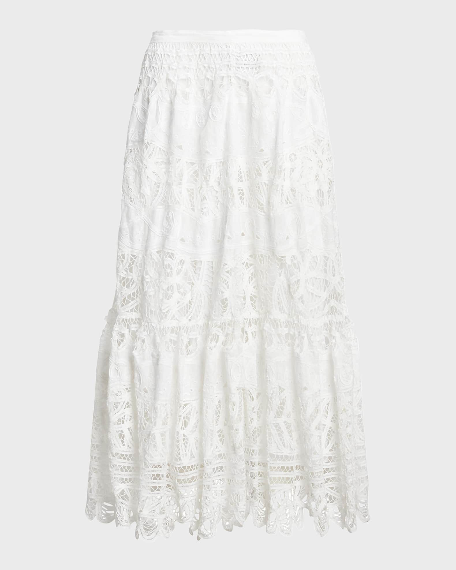 By Walid floral-print linen skirt - White