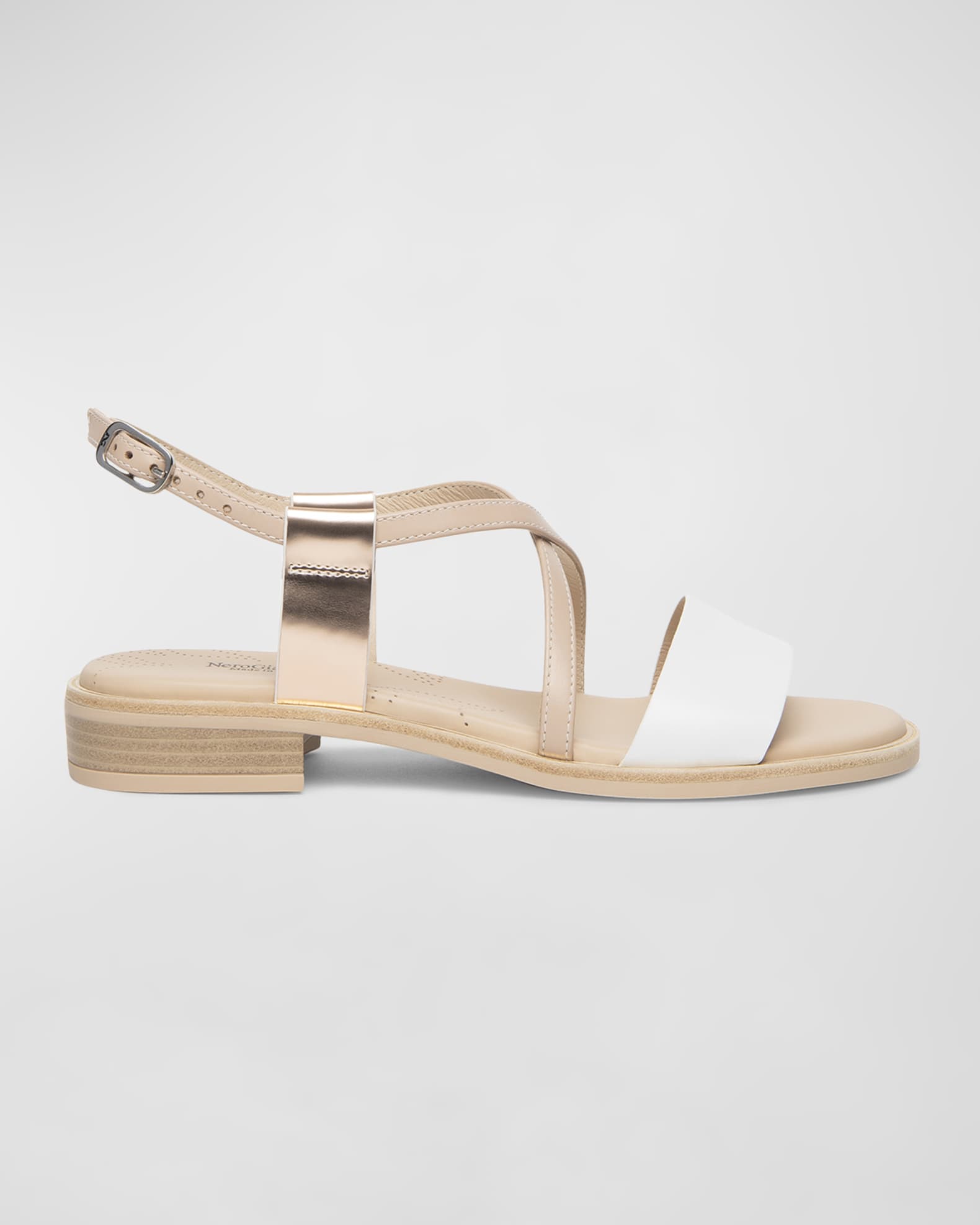 Mixed Leather Crisscross Slingback Sandals 0