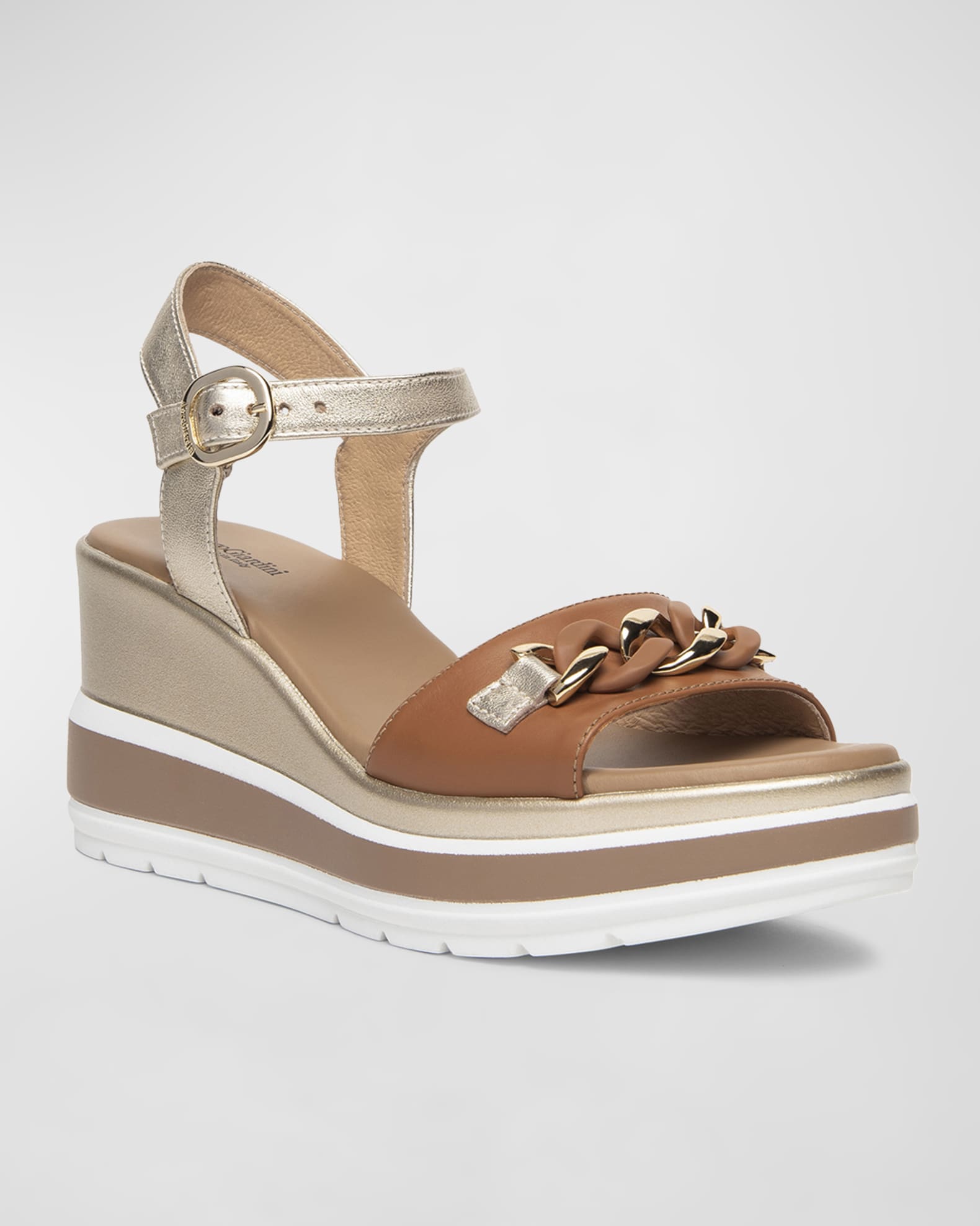 Leather Chain Wedge Platform Sandals 1