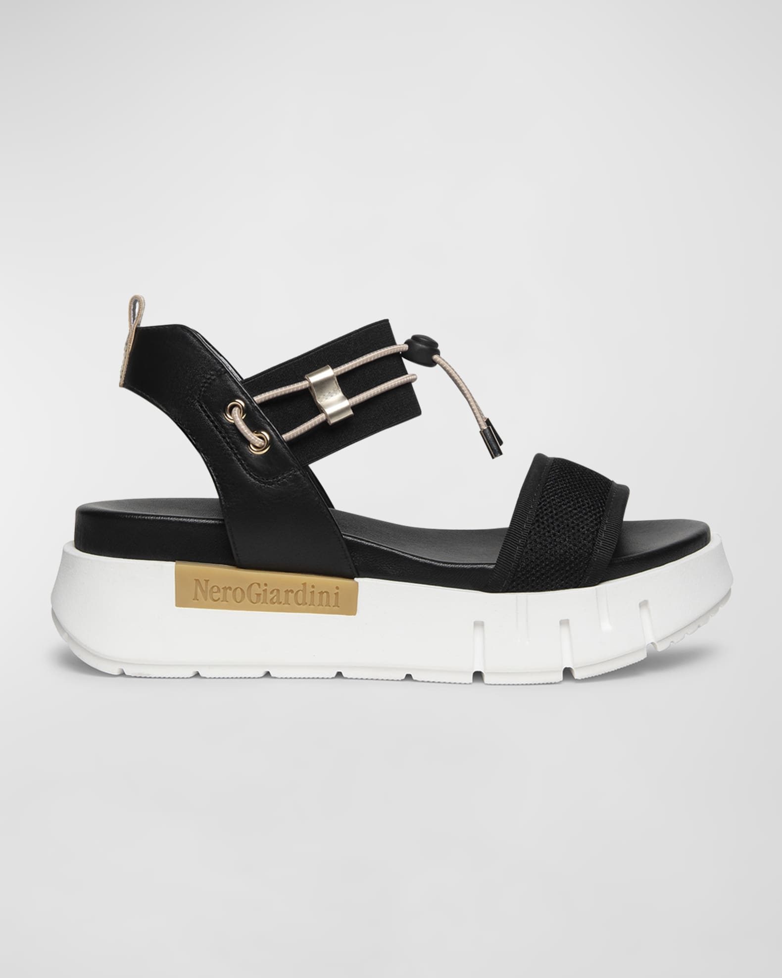 NeroGiardini Bungee Leather Flatform Sandals | Neiman Marcus