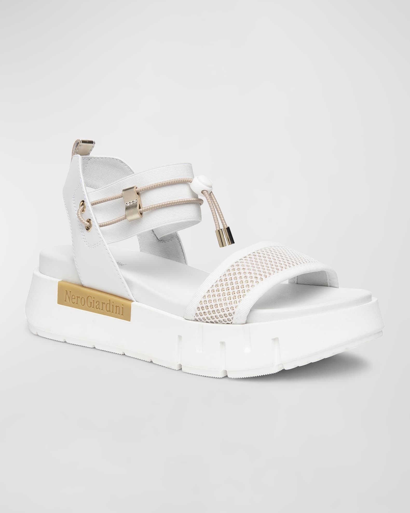 Bungee Leather Flatform Sandals 1