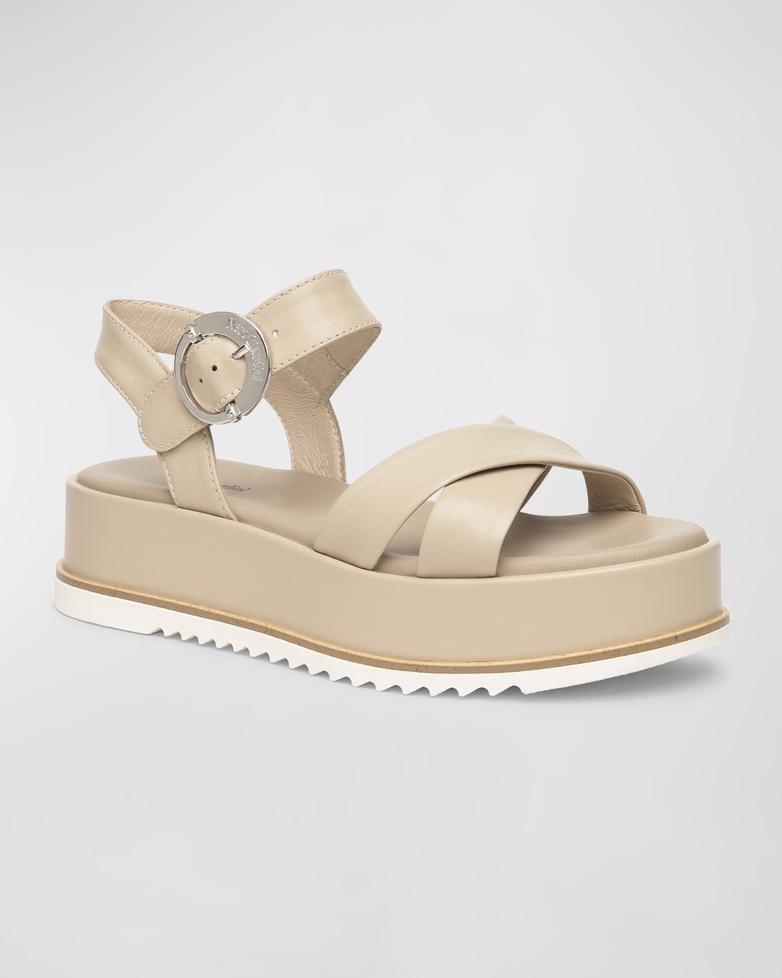 Calfskin Crisscross Flatform Sandals 1
