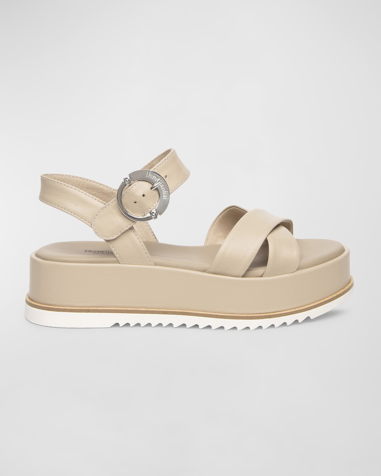 Calfskin Crisscross Flatform Sandals 0