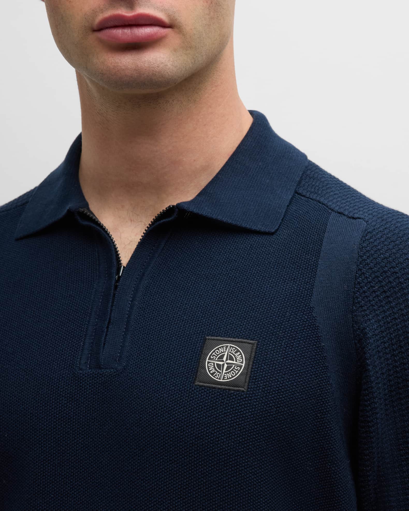 Stone Island Men's Waffle Knit Polo Shirt Neiman Marcus