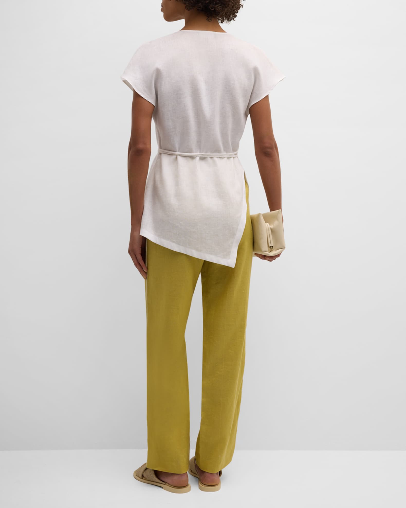 Fabiana Filippi Viscose and Linen Pinstripe Pants in Canarino/Blanco main image 1