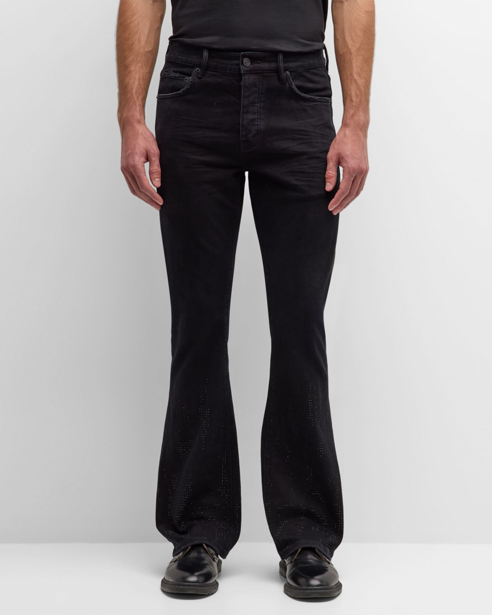 Mens black flare jeans clearance