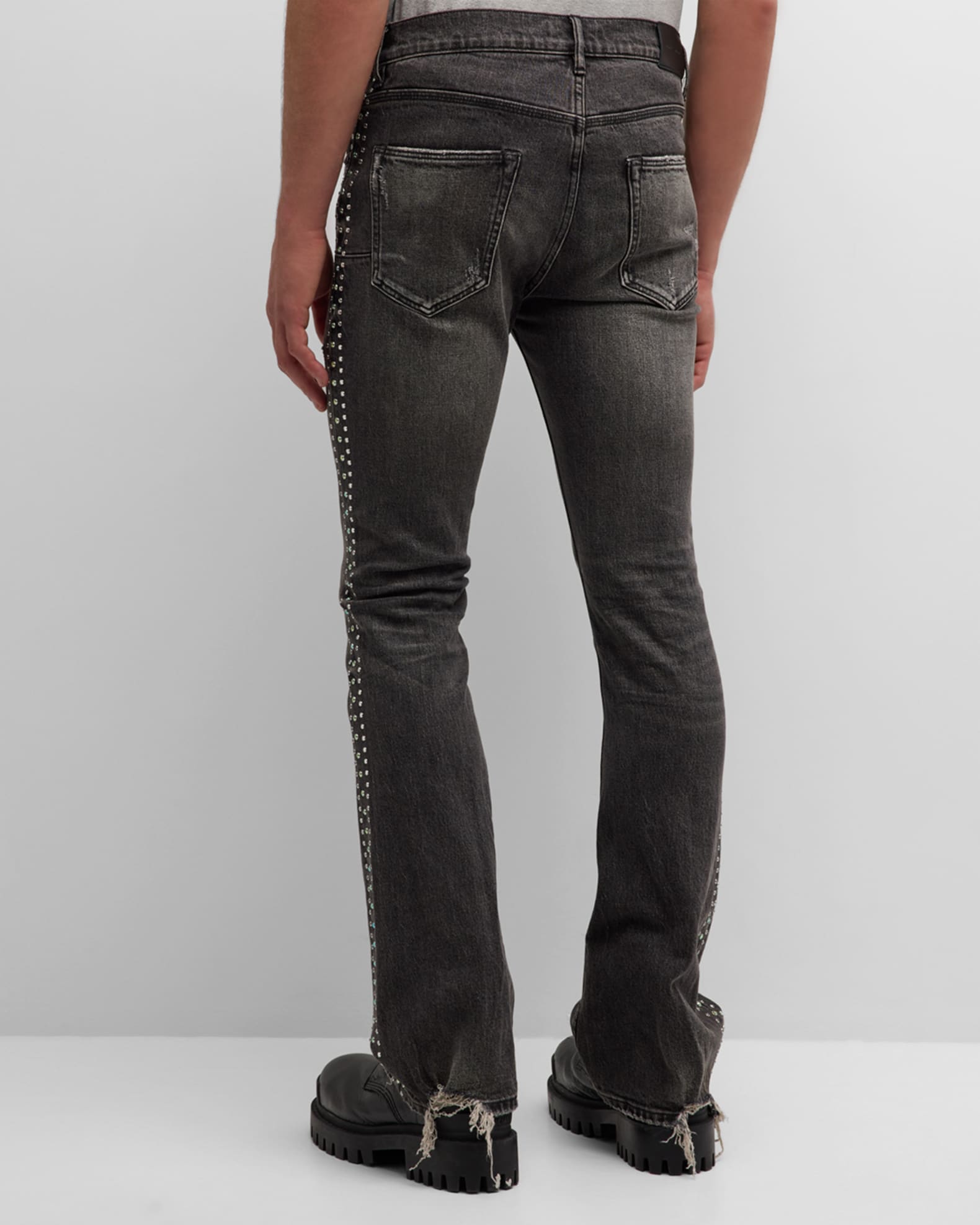 Men s Vintage Flare Jeans with Crystals