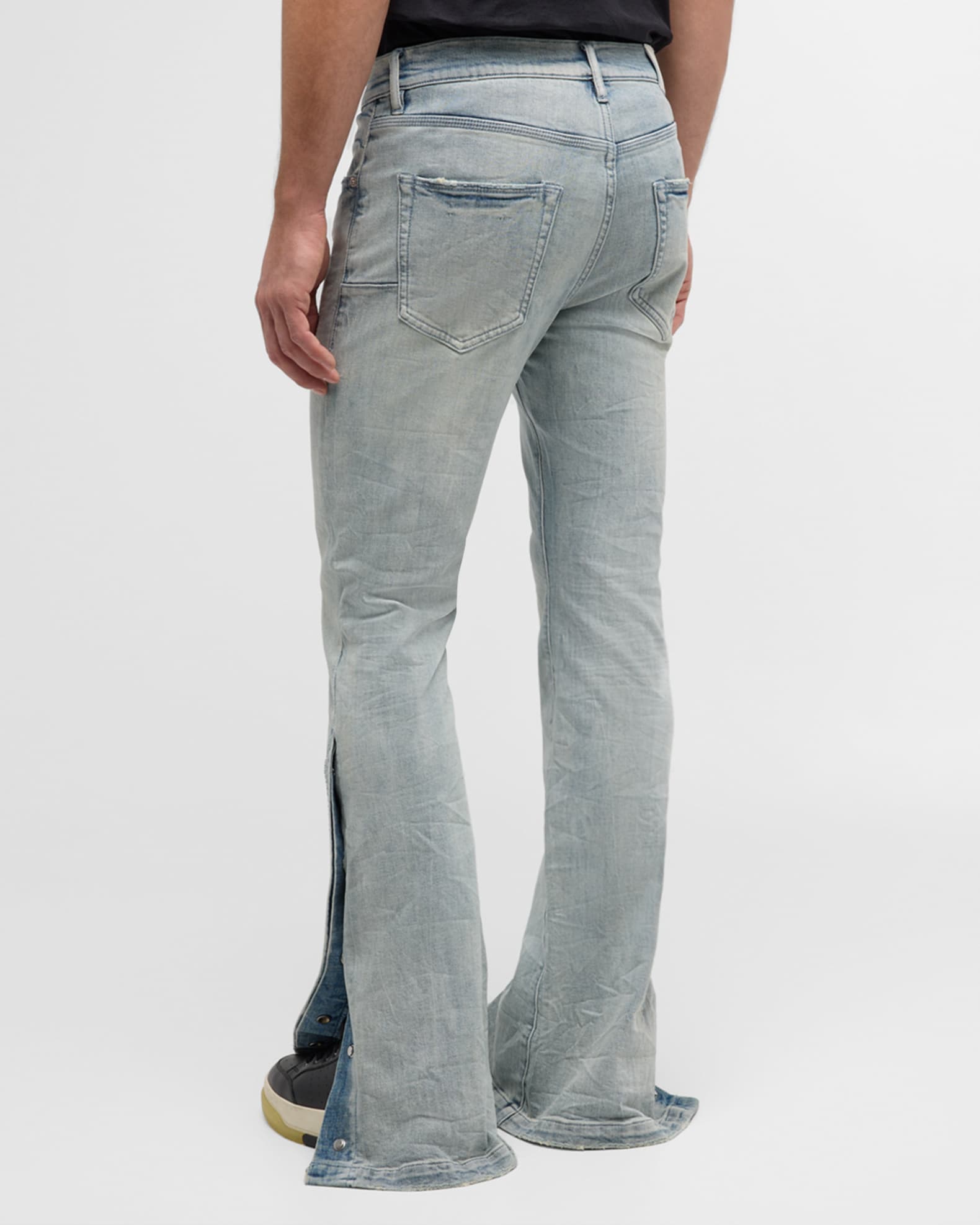 Men s Crystal Side Snap Flare Jeans