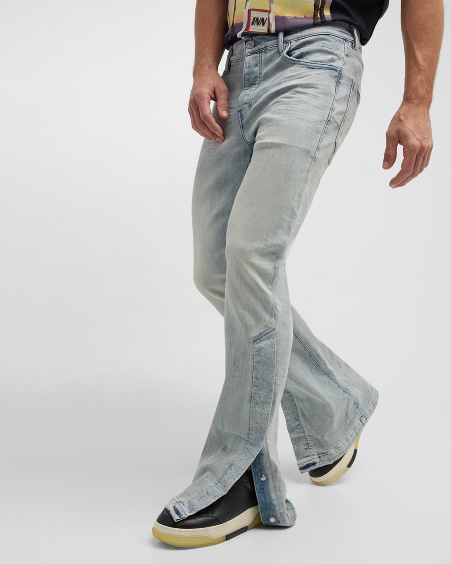 Men s Crystal Side Snap Flare Jeans
