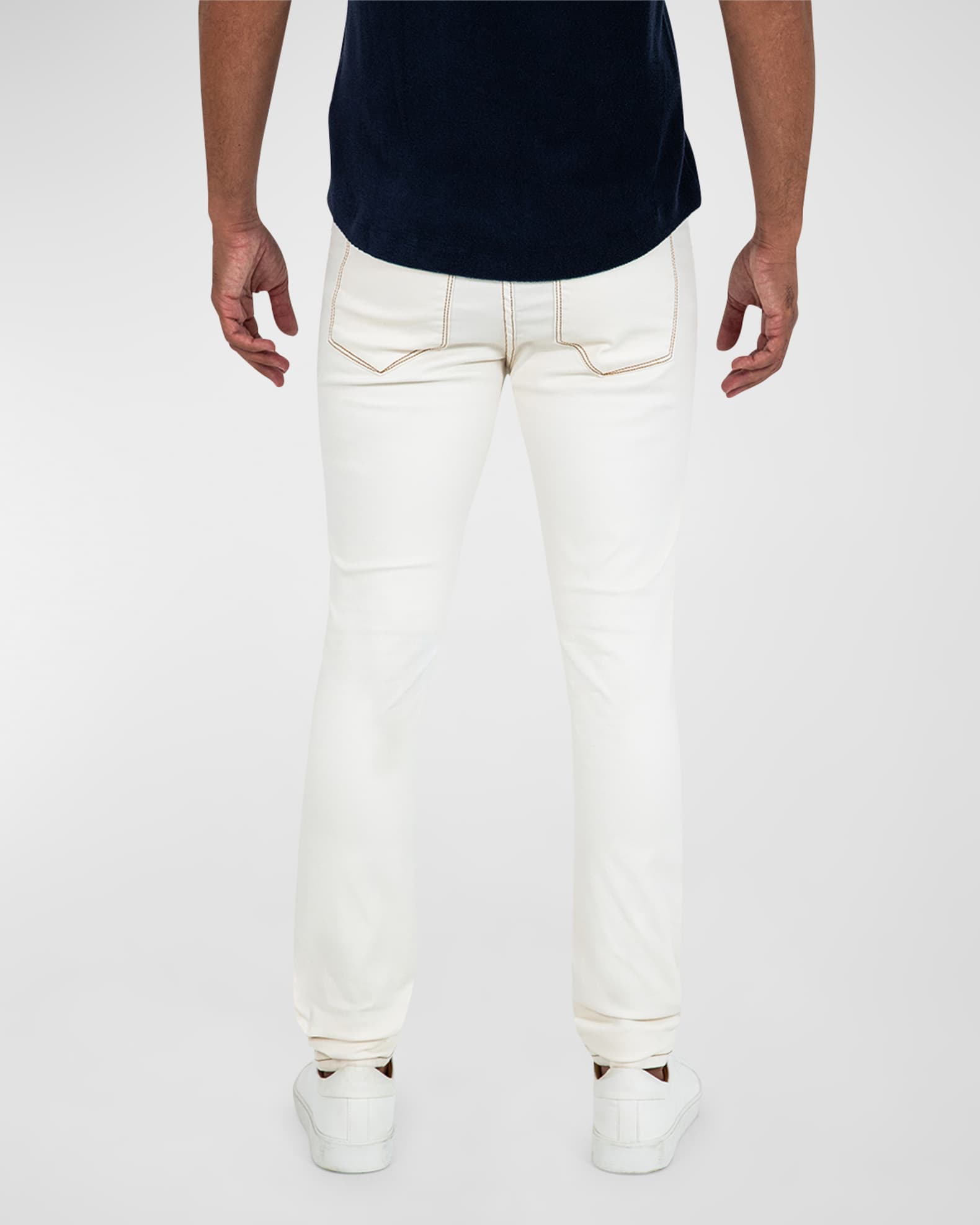 monfrere Men's Greyson Contrast-Stitch Skinny Jeans | Neiman Marcus
