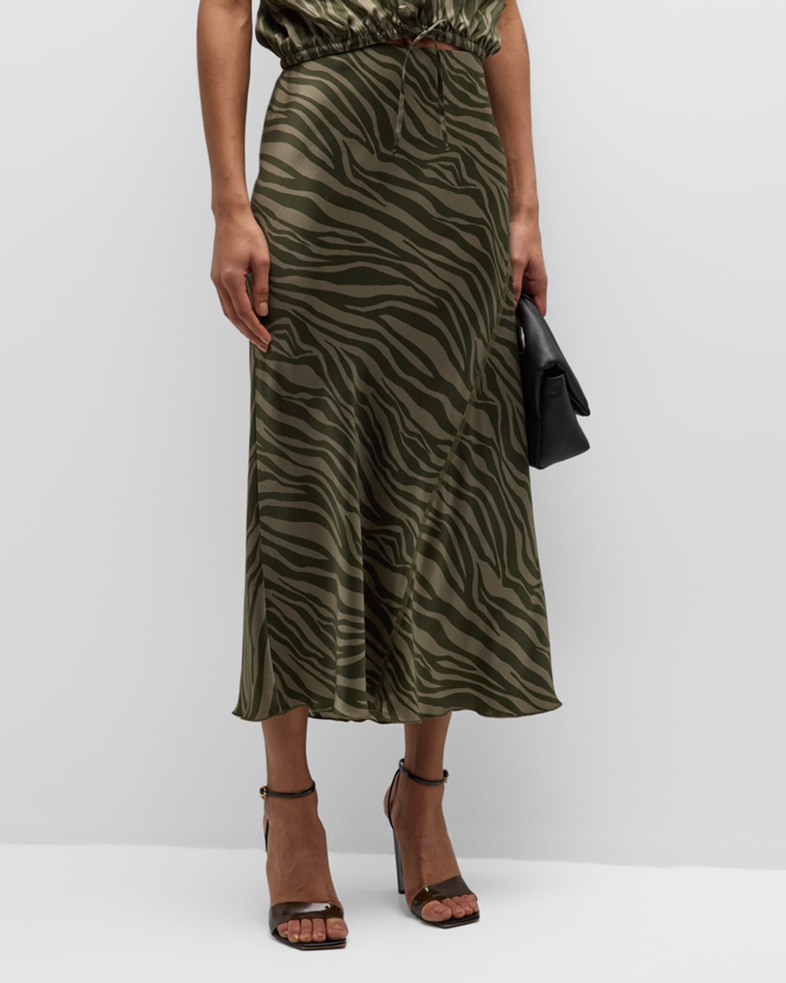 Matchmaker tiger-print silk maxi skirt