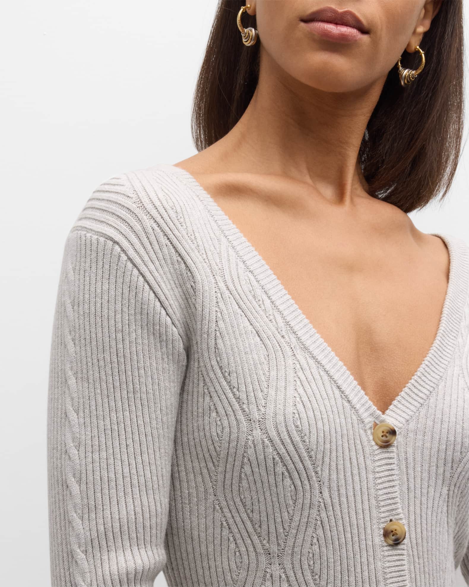 ATM Anthony Thomas Melillo Cotton Cashmere Mixed Stitch Cardigan Neiman Marcus