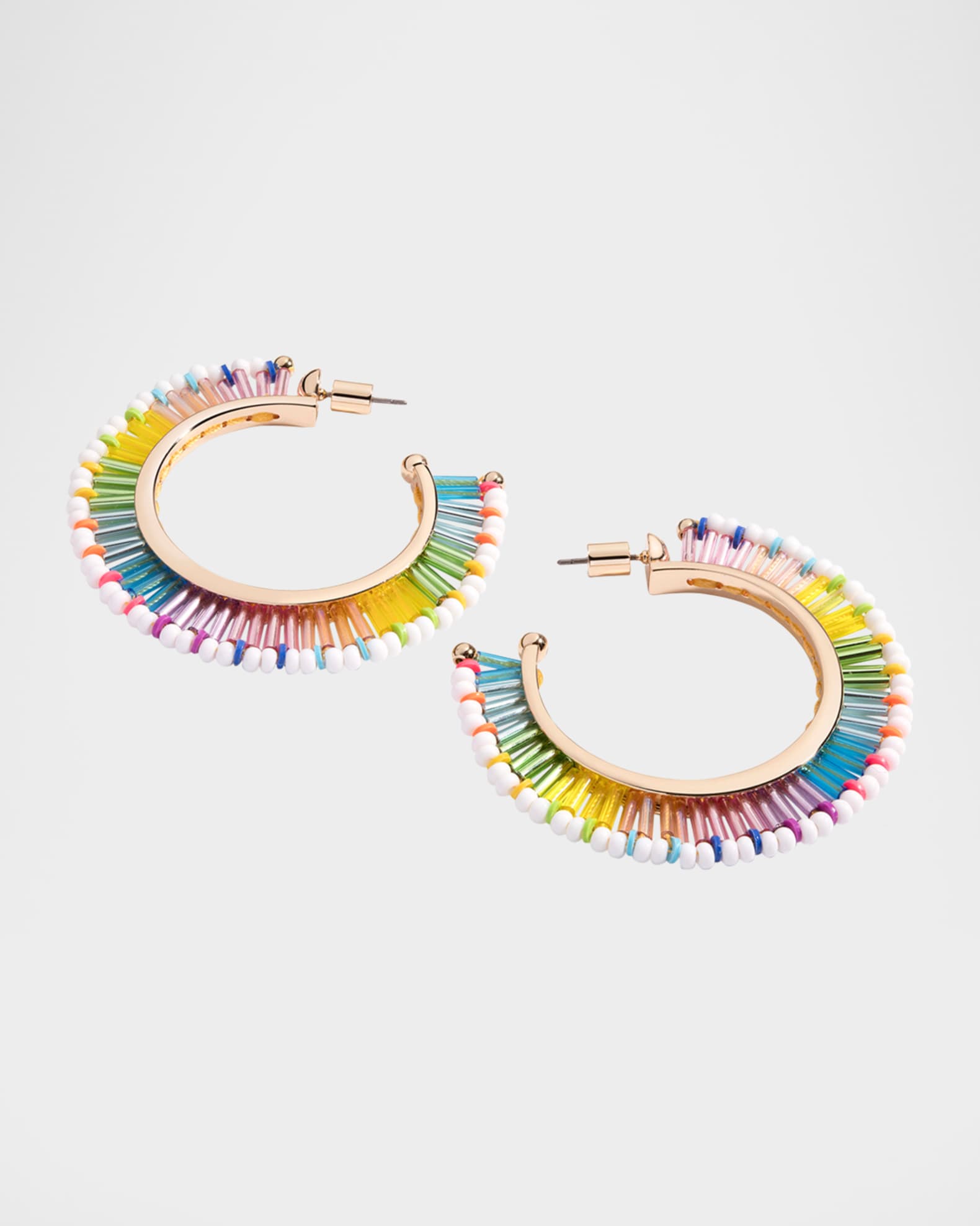 Fringe Hoop Earrings in White Bright 0