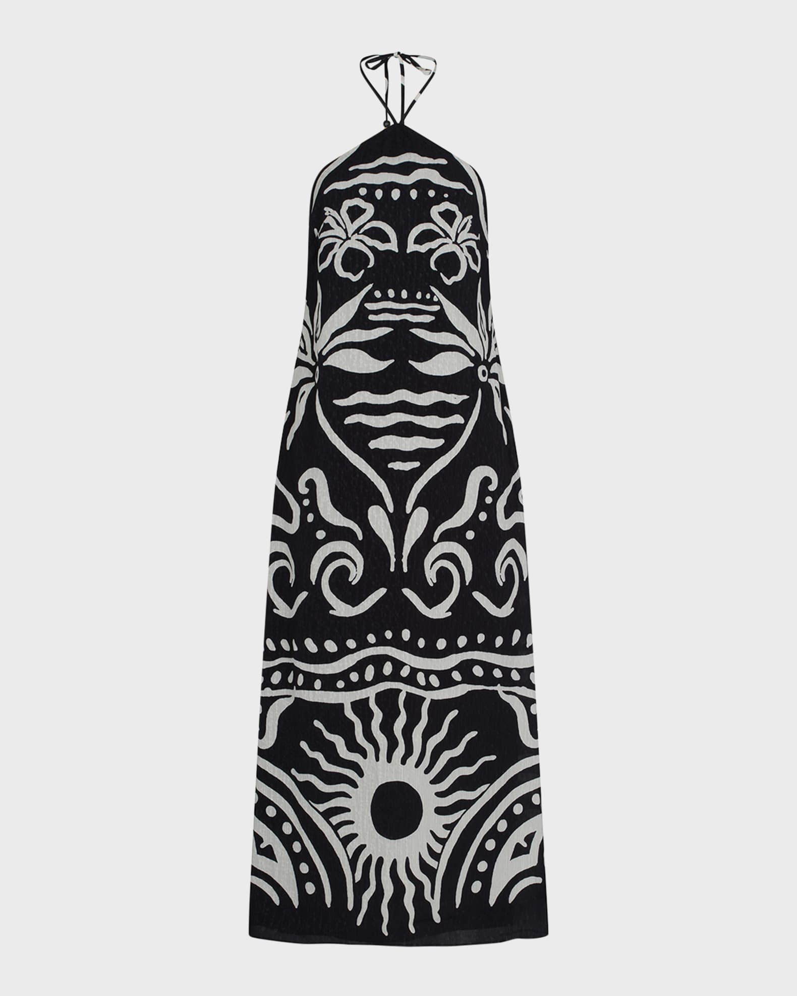 Cala de la Cruz Luna Backless Printed Halter Midi Dress