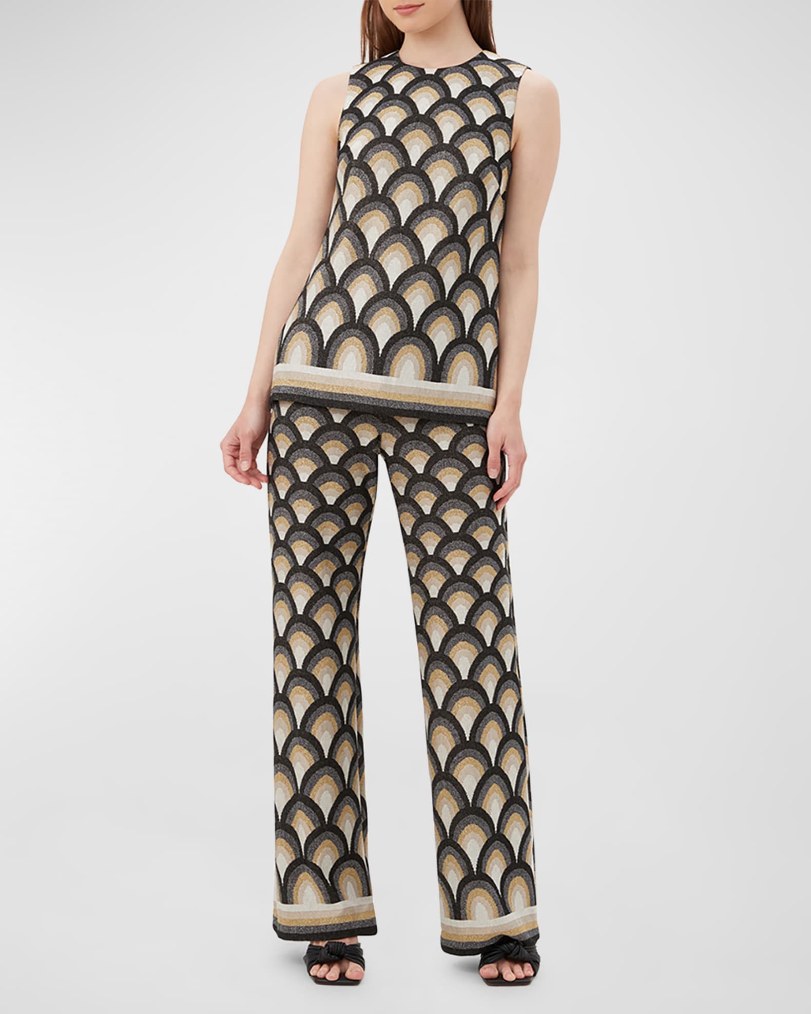 Asia High-Rise Straight-Leg Intarsia Pants 1