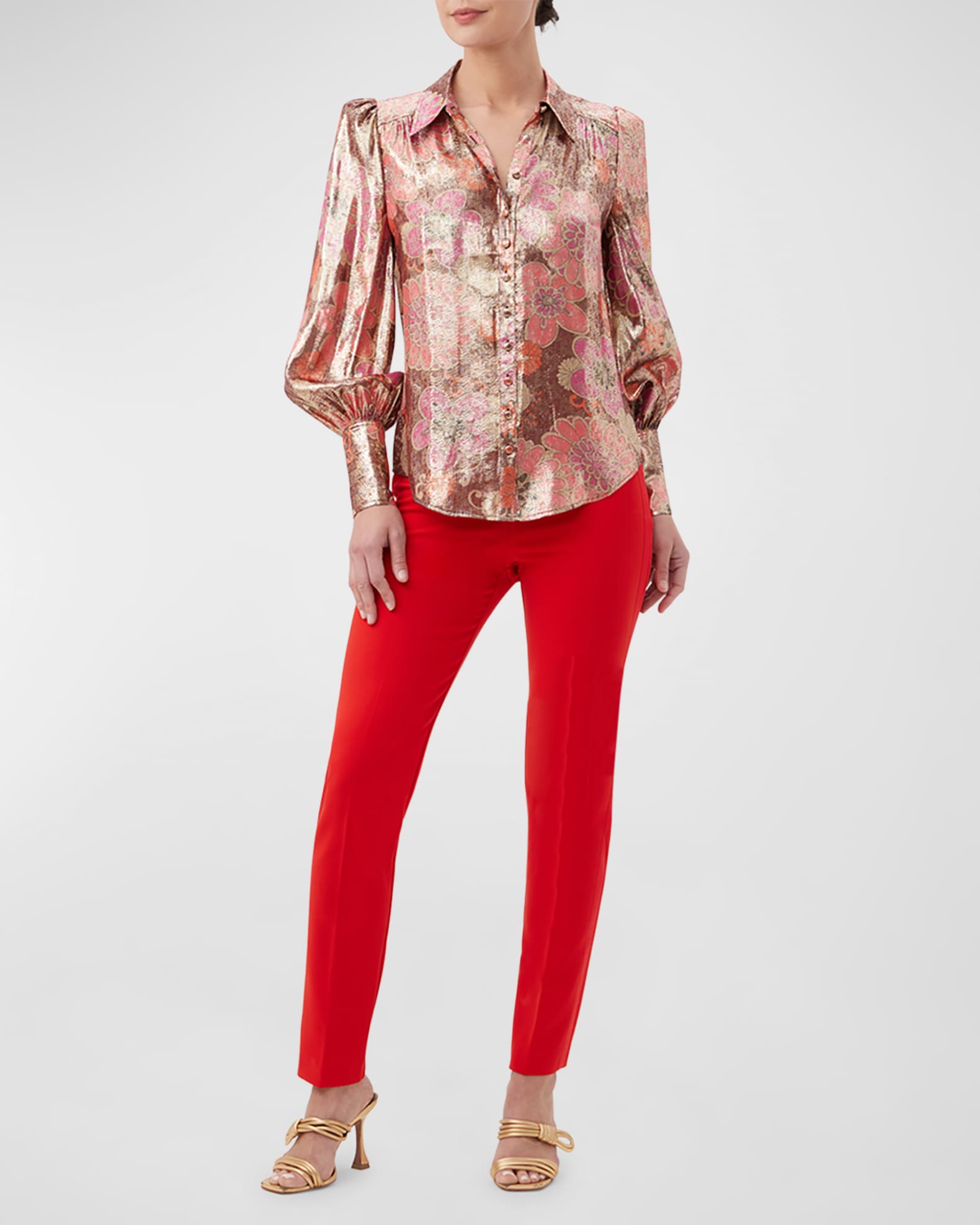 Sagittarius Floral-Print Bishop-Sleeve Top 1
